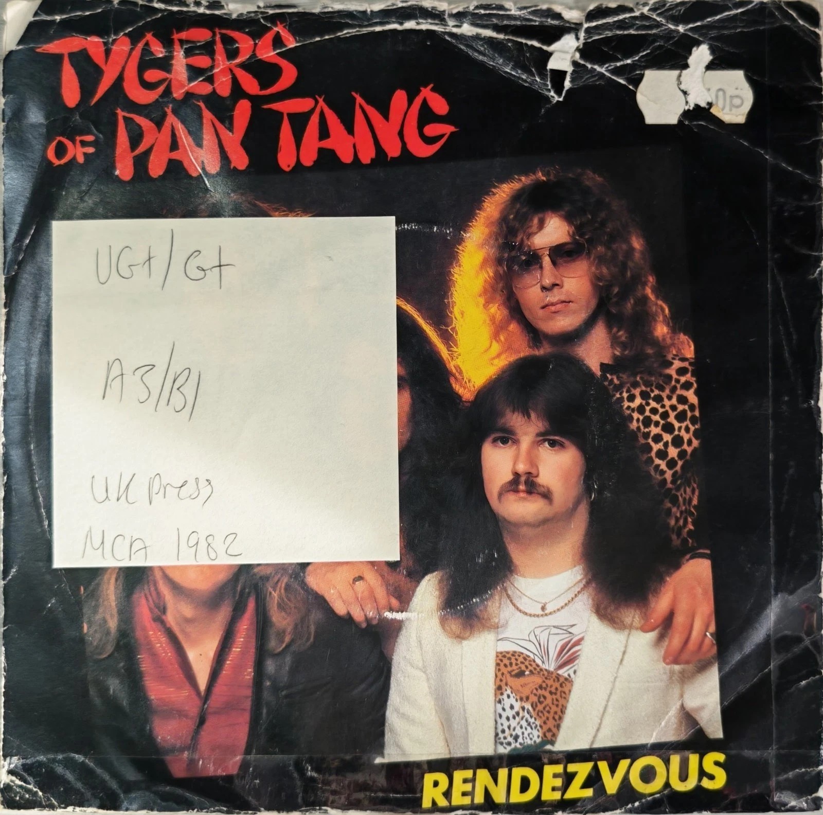 Tygers Of Pan Tang Rendezvous Vinyl Record 7" VG+/G+ MCA777 1982 vinyl record sleeve Tygers Of Pan Tang Rendezvous Vinyl Record 7" VG+/G+ MCA777 1982 vinyl record sleeve
