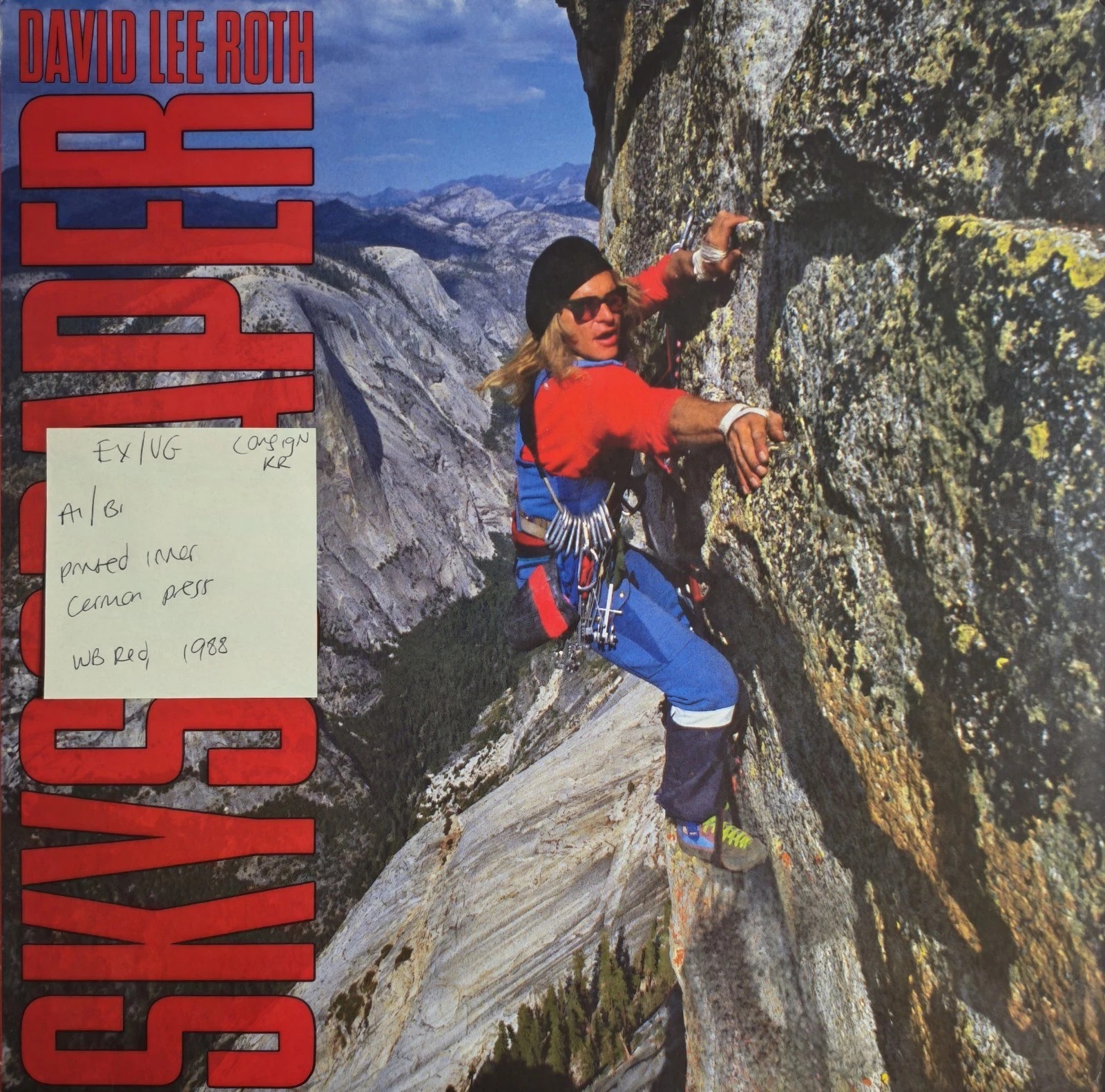 David Lee Roth Skyscraper Vinyl Record LP EX/VG 925671-1 vinyl record sleeve David Lee Roth Skyscraper Vinyl Record LP EX/VG 925671-1 vinyl record sleeve