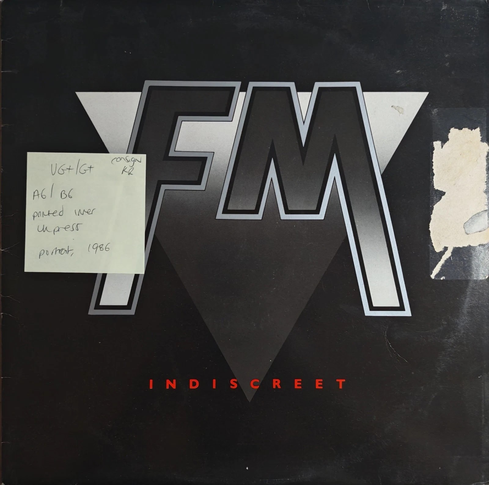 FM Indiscreet Vinyl Record LP VG+/G+ PRT26827 1986 vinyl record sleeve FM Indiscreet Vinyl Record LP VG+/G+ PRT26827 1986 vinyl record sleeve