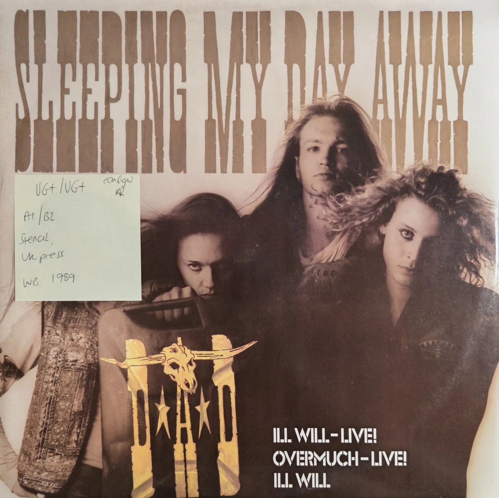 D-A-D Sleeping My Day Away Vinyl Record 12" VG+/VG+ W2775T 1989 Stencil vinyl record sleeve D-A-D Sleeping My Day Away Vinyl Record 12" VG+/VG+ W2775T 1989 Stencil vinyl record sleeve