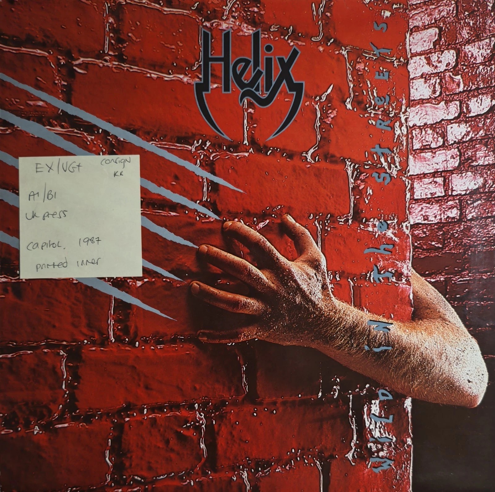 Helix Wild In The Streets Vinyl Record LP EX/VG+ EST2046 1987 vinyl record sleeve Helix Wild In The Streets Vinyl Record LP EX/VG+ EST2046 1987 vinyl record sleeve