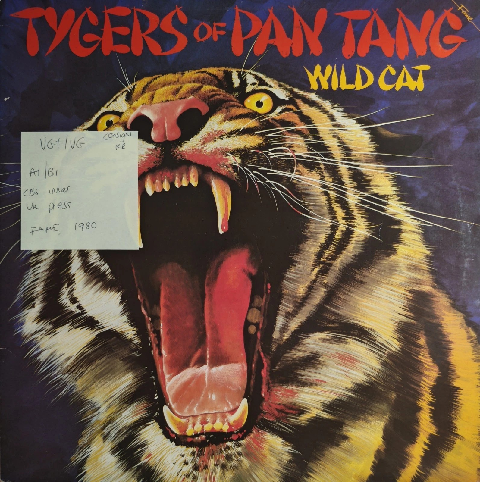 Tygers Of Pan Tang Wild Cat Vinyl Record LP VG+/VG FA3063 vinyl record sleeve Tygers Of Pan Tang Wild Cat Vinyl Record LP VG+/VG FA3063 vinyl record sleeve