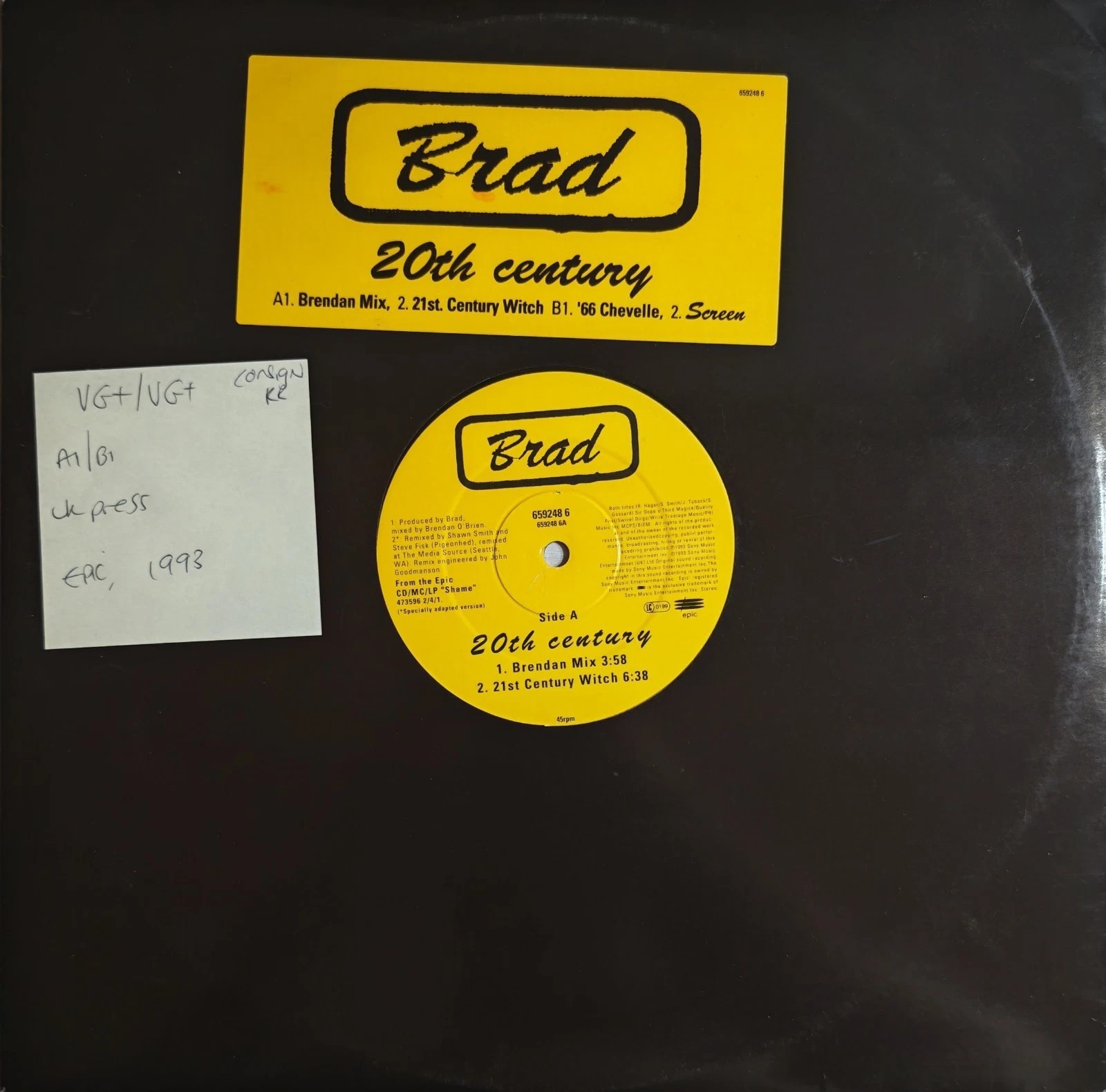 Brad 20th Century Vinyl Record 12" VG+/VG+ 6592486 1993 vinyl record sleeve Brad 20th Century Vinyl Record 12" VG+/VG+ 6592486 1993 vinyl record sleeve