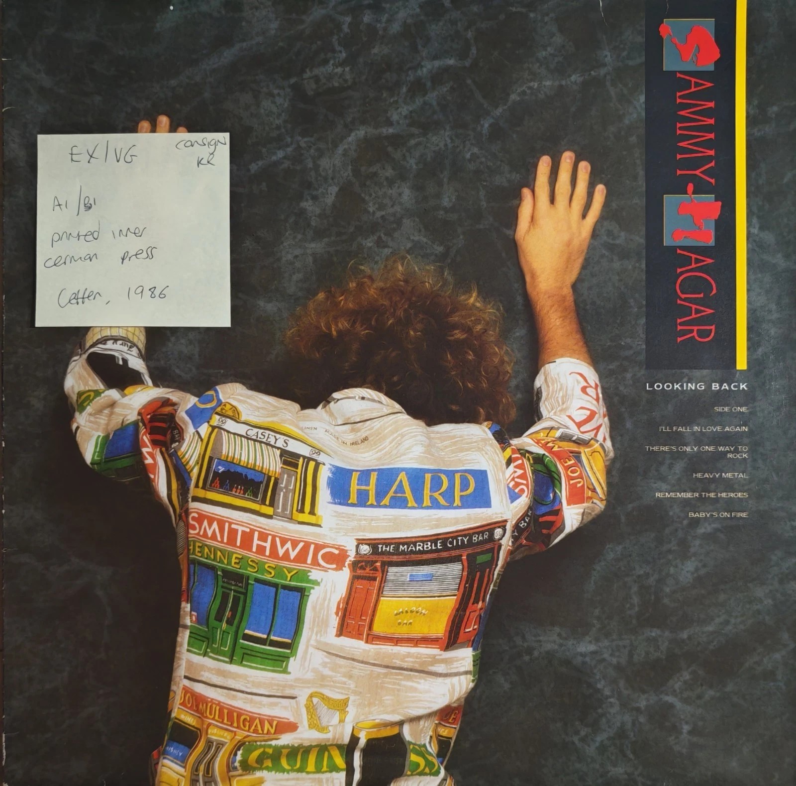 Sammy Hagar Looking Back Vinyl Record LP EX/VG 924127-1 1986 vinyl record sleeve Sammy Hagar Looking Back Vinyl Record LP EX/VG 924127-1 1986 vinyl record sleeve