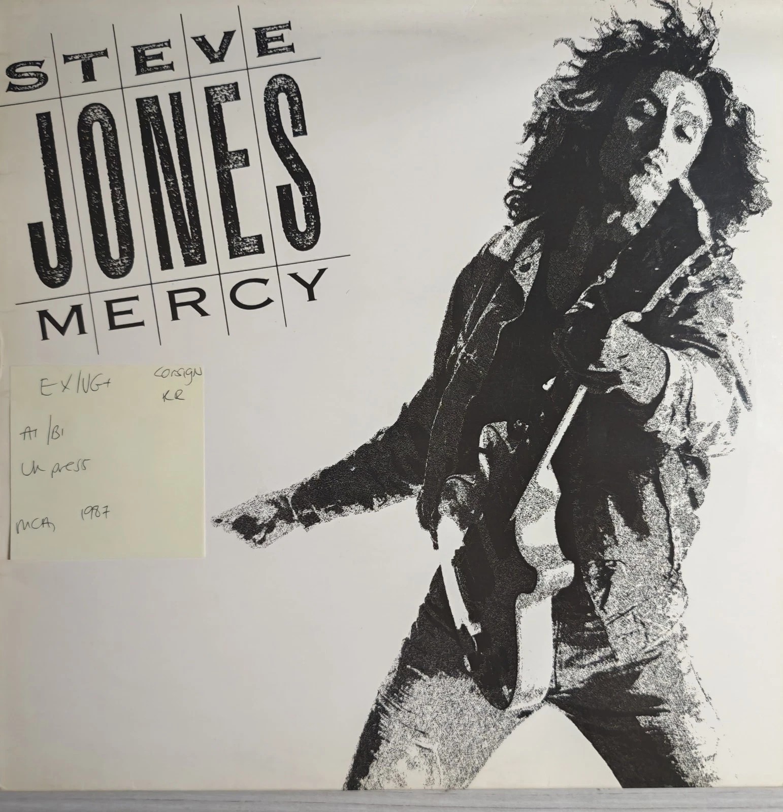 Steve Jones Mercy Vinyl Record LP EX/VG+ MCF3384 1987 vinyl record sleeve Steve Jones Mercy Vinyl Record LP EX/VG+ MCF3384 1987 vinyl record sleeve