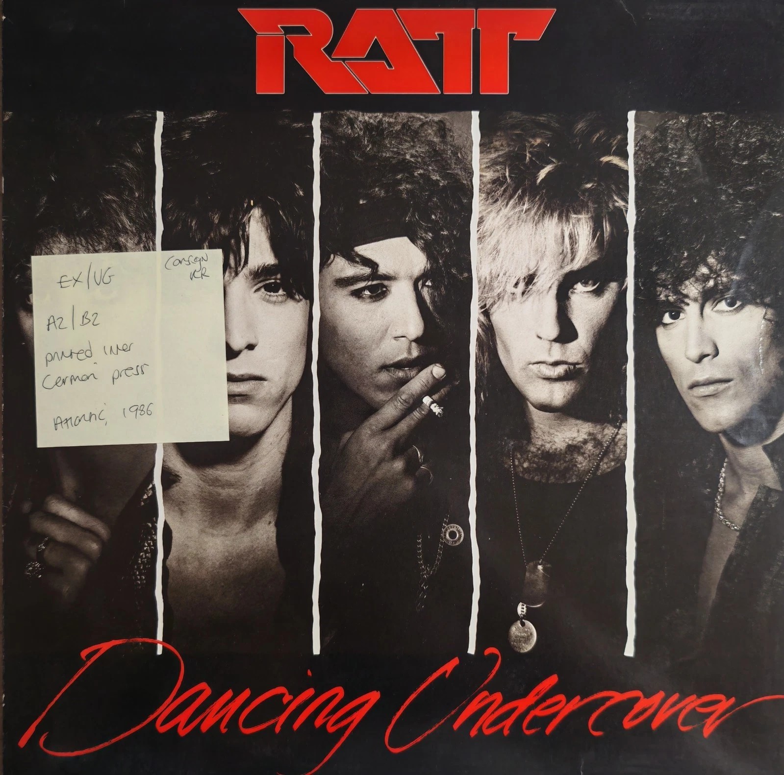 Ratt Dancing Undercover Vinyl Record LP EX/VG 781683-1 1986 vinyl record sleeve Ratt Dancing Undercover Vinyl Record LP EX/VG 781683-1 1986 vinyl record sleeve