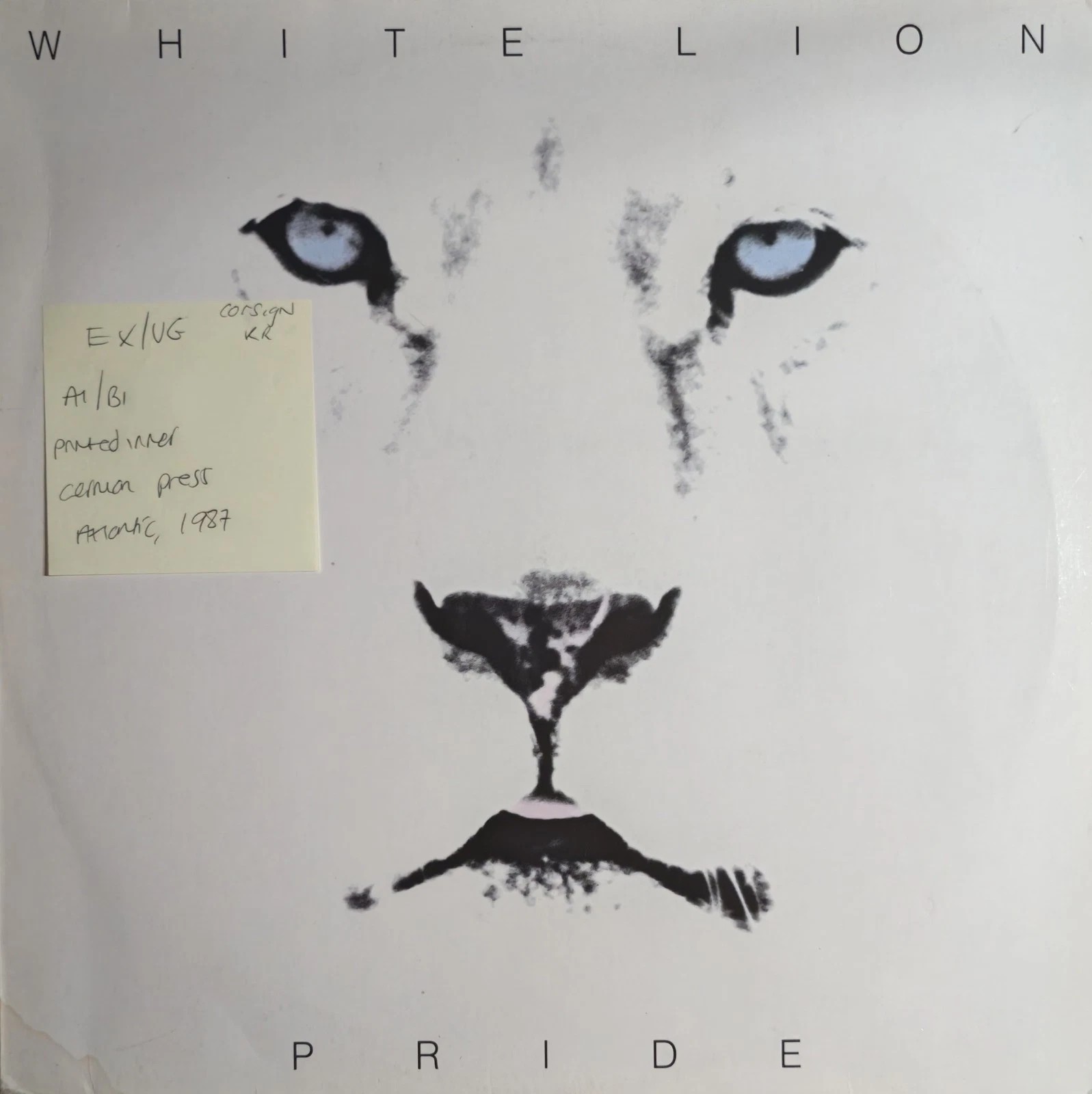White Lion Pride Vinyl Record LP EX/VG 781768-1 vinyl record sleeve White Lion Pride Vinyl Record LP EX/VG 781768-1 vinyl record sleeve