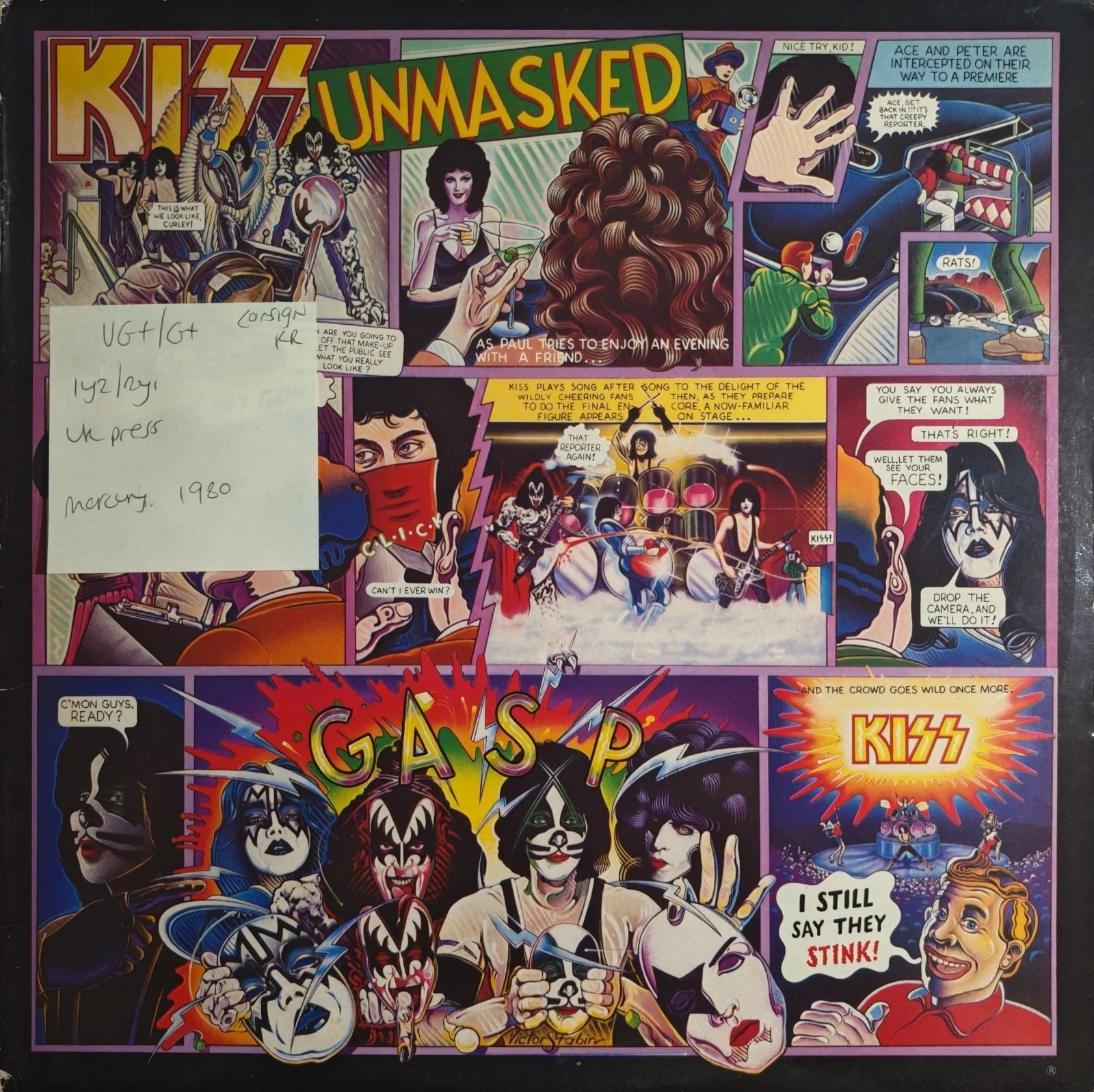 Kiss Unmasked Vinyl Record LP VG+/G+ 6302032 vinyl record sleeve Kiss Unmasked Vinyl Record LP VG+/G+ 6302032 vinyl record sleeve