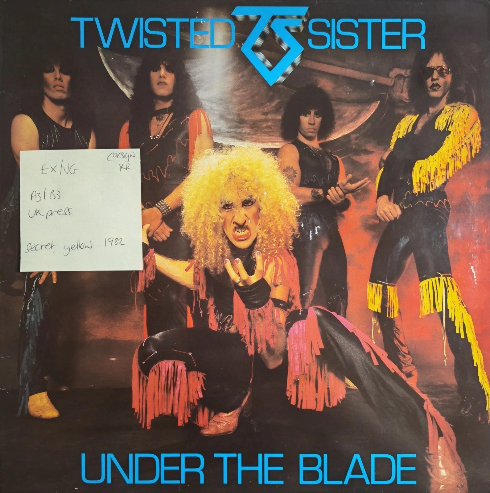 Twisted Sister Under The Blade Vinyl Record LP EX/VG SECX9 1982 vinyl record sleeve Twisted Sister Under The Blade Vinyl Record LP EX/VG SECX9 1982 vinyl record sleeve