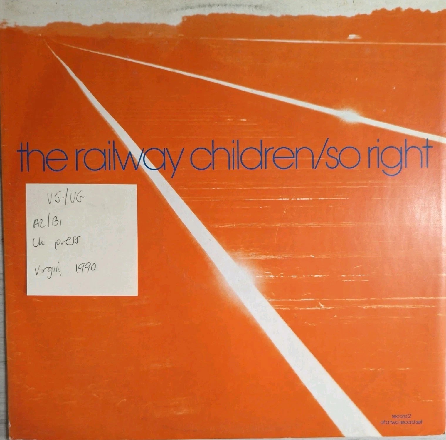 The Railway Children So Right Vinyl Record 12" VG/VG VSTG 1289 1990 vinyl record sleeve The Railway Children So Right Vinyl Record 12" VG/VG VSTG 1289 1990 vinyl record sleeve