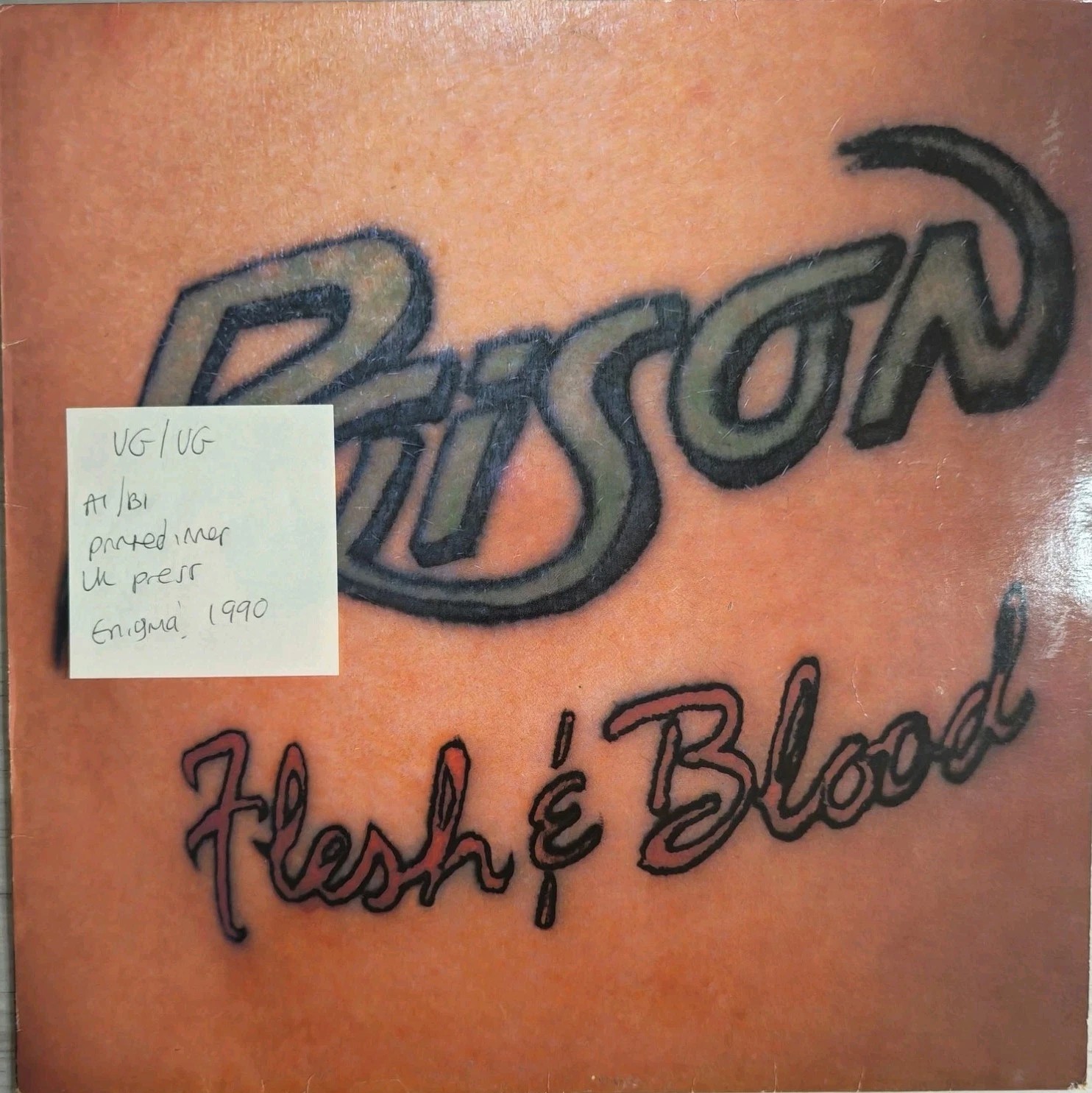Poison Flesh & Blood Vinyl Record LP VG/VG EST 2126 1990 vinyl record sleeve Poison Flesh & Blood Vinyl Record LP VG/VG EST 2126 1990 vinyl record sleeve