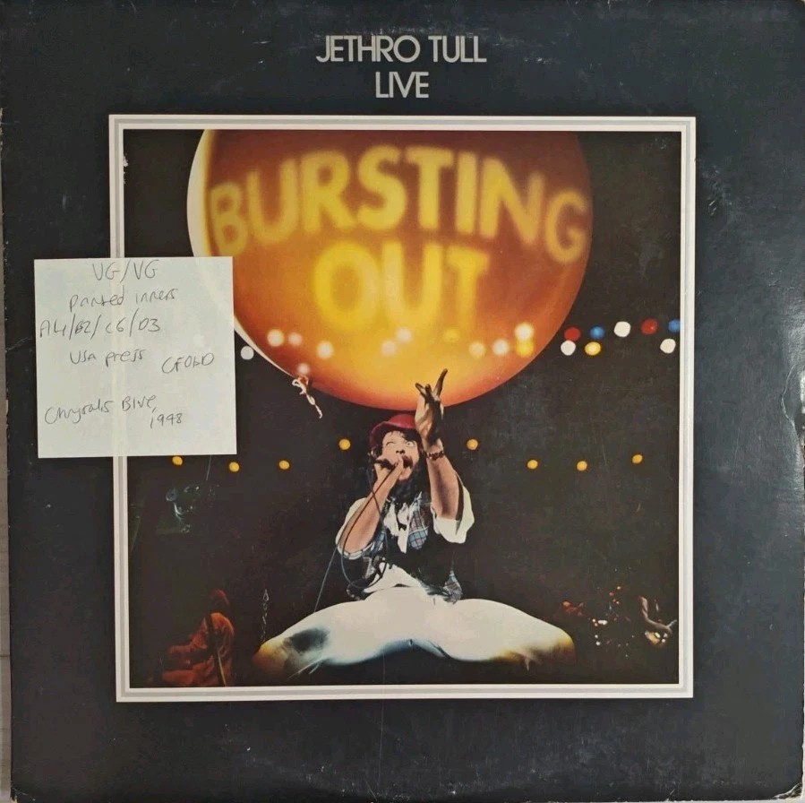 Jethro Tull Live Bursting Out Vinyl Record 2LP VG/VG CH21201 1978 vinyl record sleeve Jethro Tull Live Bursting Out Vinyl Record 2LP VG/VG CH21201 1978 vinyl record sleeve