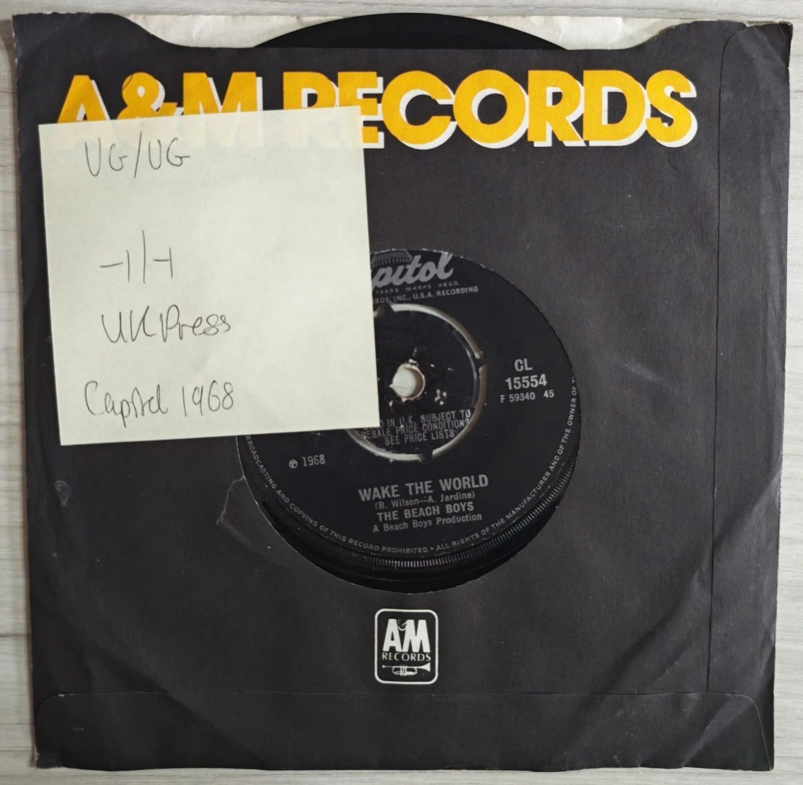 The Beach Boys Do It Again Vinyl Record 7" VG/VG CL 15554 1968 vinyl record sleeve The Beach Boys Do It Again Vinyl Record 7" VG/VG CL 15554 1968 vinyl record sleeve
