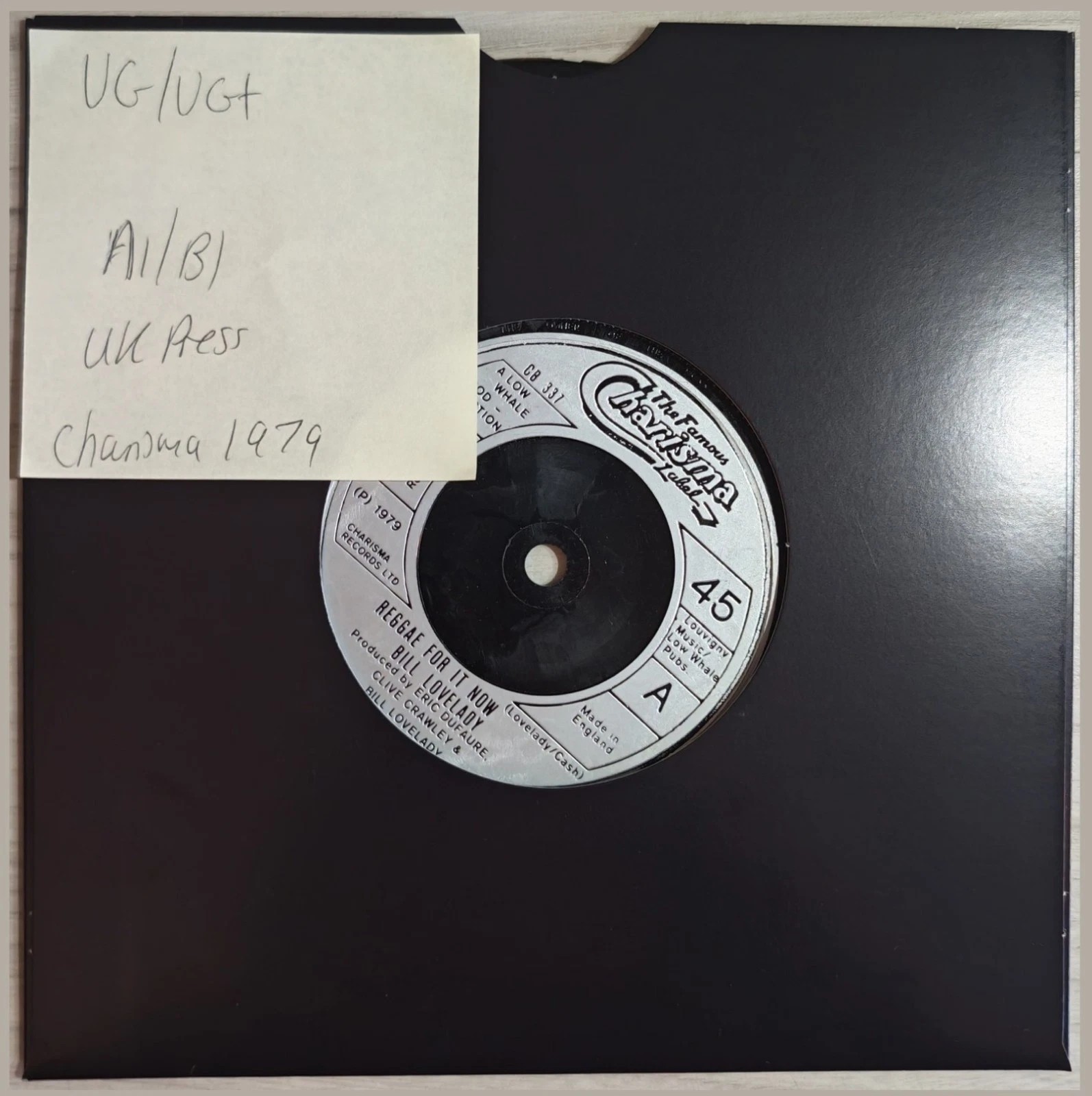 Bill Lovelady Reggae For It Now Vinyl Record 7" VG/VG+ CB 337 1979 vinyl record sleeve Bill Lovelady Reggae For It Now Vinyl Record 7" VG/VG+ CB 337 1979 vinyl record sleeve