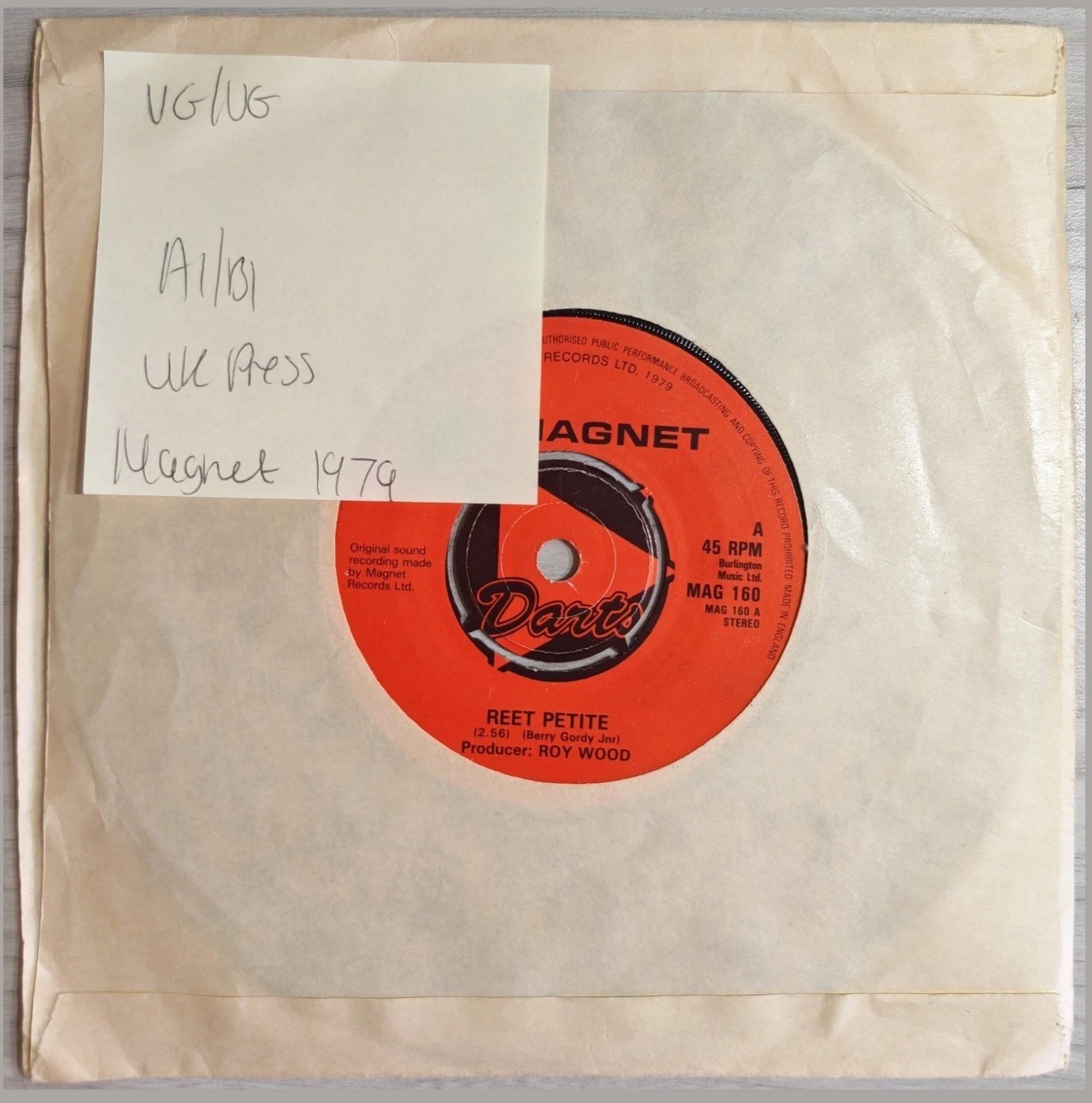 Darts Reet Petite Vinyl Record 7" VG/VG MAG 160 1979 vinyl record sleeve Darts Reet Petite Vinyl Record 7" VG/VG MAG 160 1979 vinyl record sleeve