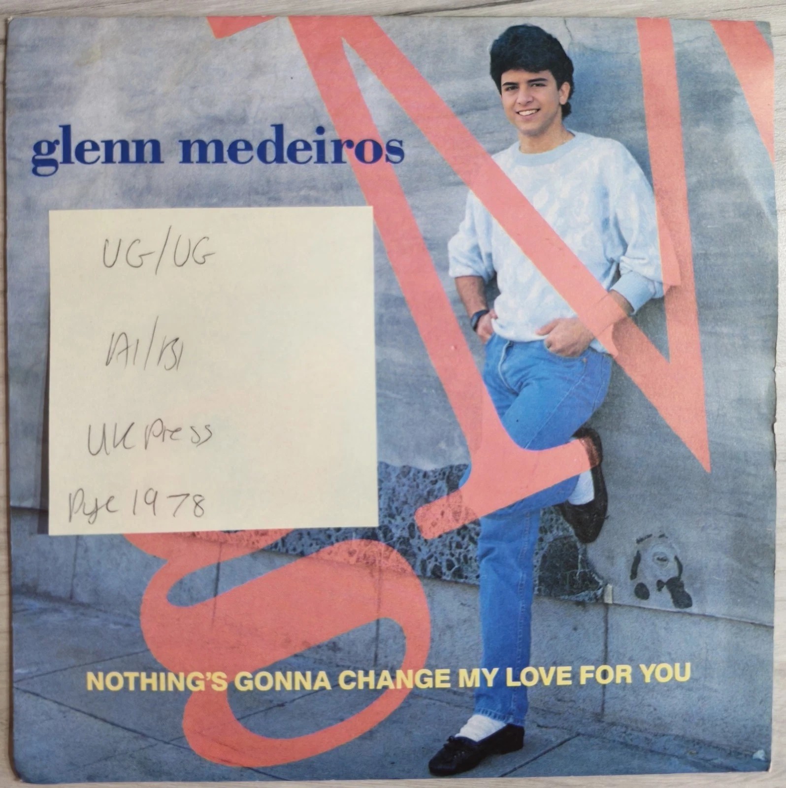 Glenn Medeiros Nothing's Gonna Change My Love Vinyl Record 7" VG/VG LON 184 1988 vinyl record sleeve Glenn Medeiros Nothing's Gonna Change My Love Vinyl Record 7" VG/VG LON 184 1988 vinyl record sleeve