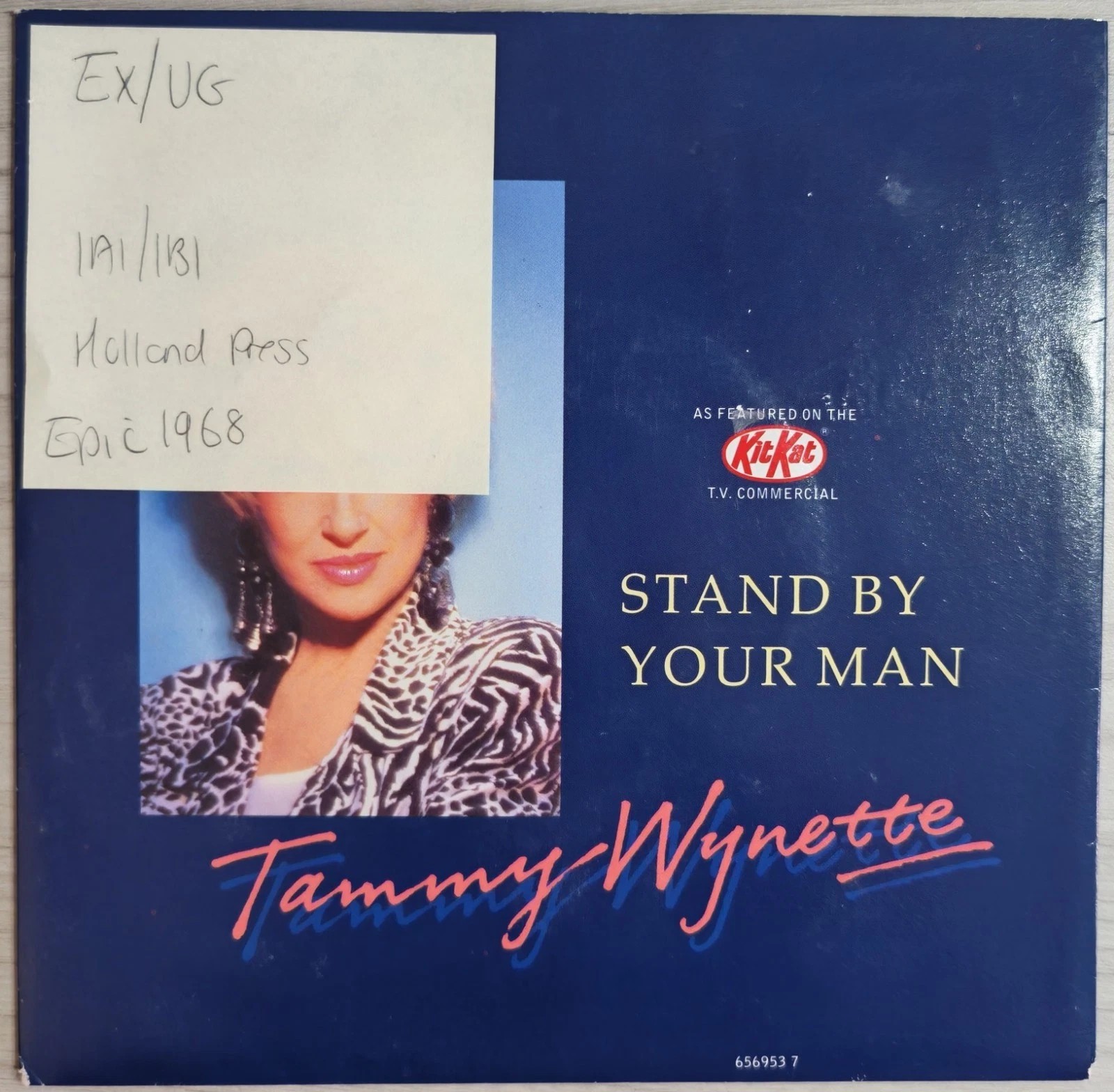 Tammy Wynette Stand By Your Man Vinyl Record 7" EX/VG 656953 7 1991 vinyl record sleeve Tammy Wynette Stand By Your Man Vinyl Record 7" EX/VG 656953 7 1991 vinyl record sleeve