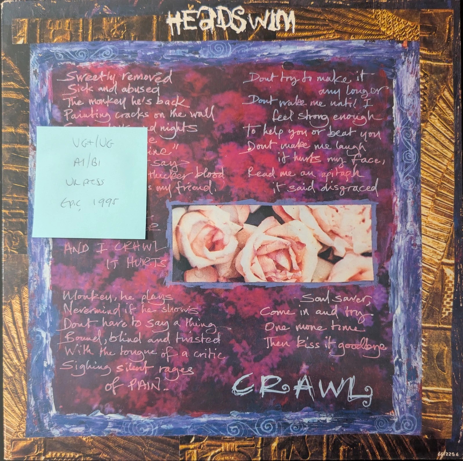 Headswim Crawl Vinyl Record 12" VG+/VG 6612256 1995 vinyl record sleeve Headswim Crawl Vinyl Record 12" VG+/VG 6612256 1995 vinyl record sleeve