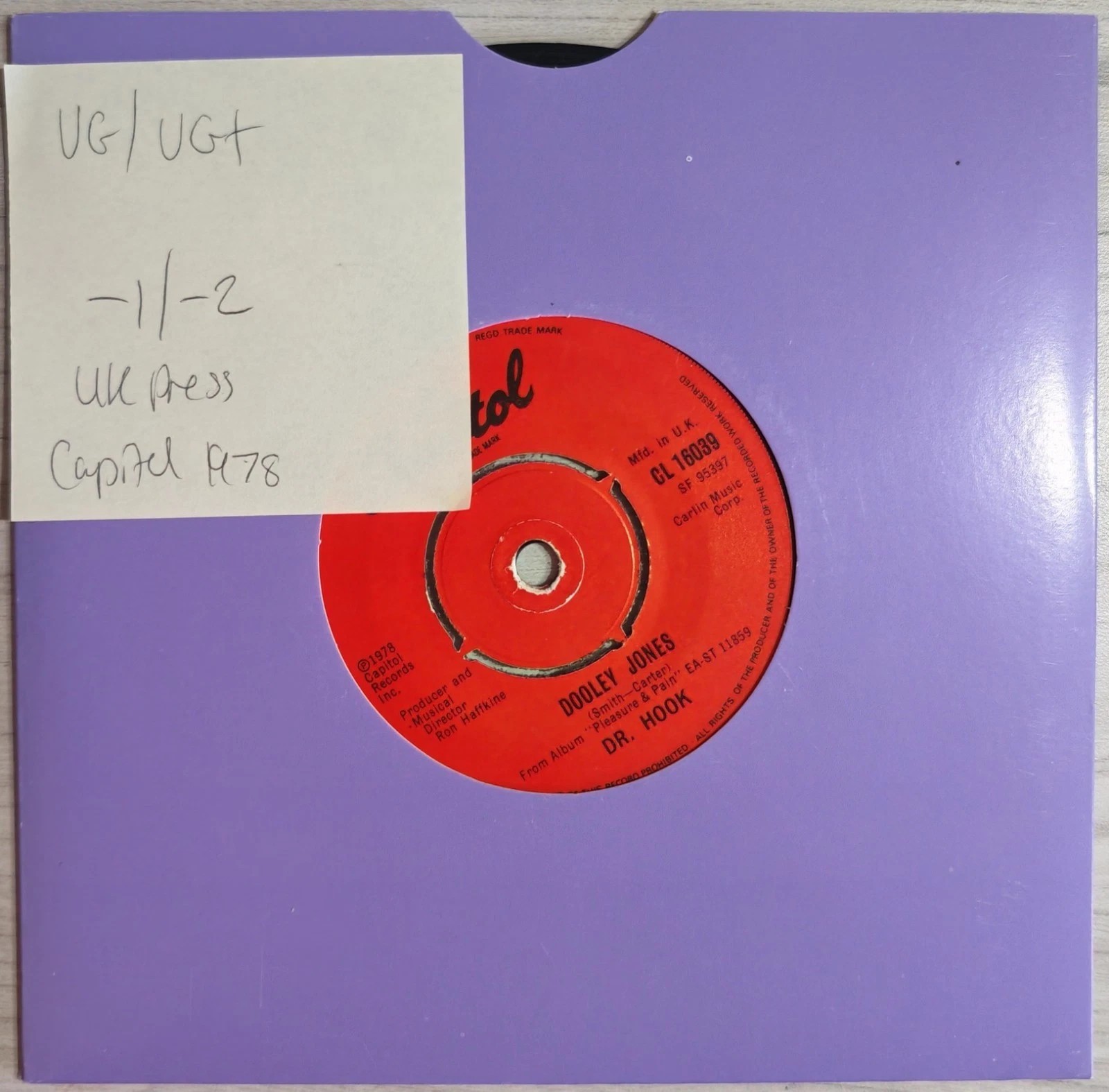 Dr. Hook When You're In Love Vinyl Record 7" VG/VG+ CL 16039 1978 vinyl record sleeve Dr. Hook When You're In Love Vinyl Record 7" VG/VG+ CL 16039 1978 vinyl record sleeve