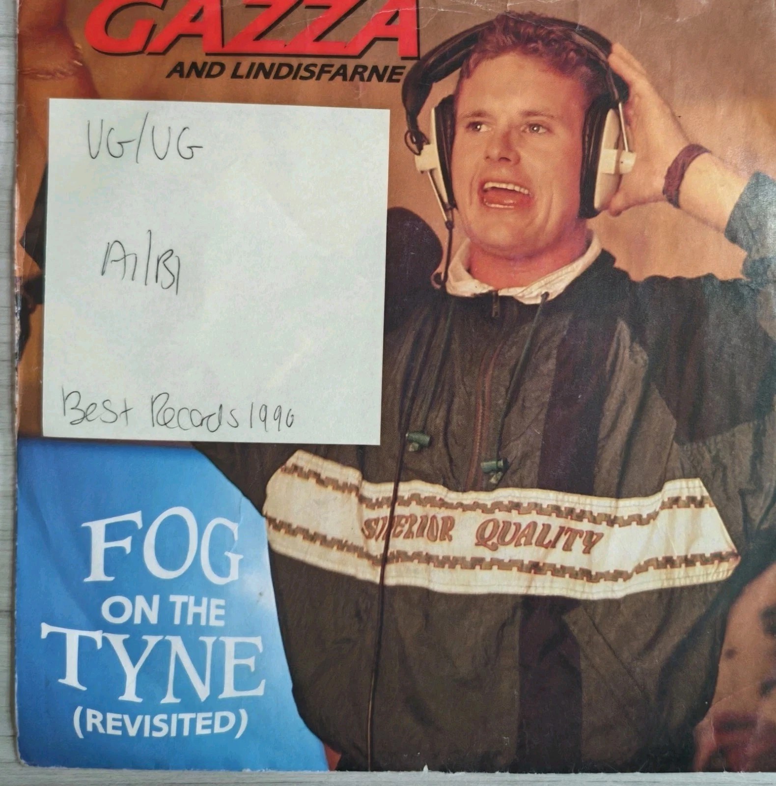 Gazza And Lindisfarne Fog On The Tyne Vinyl Record 7" VG/VG ZB 44083 1990 vinyl record sleeve Gazza And Lindisfarne Fog On The Tyne Vinyl Record 7" VG/VG ZB 44083 1990 vinyl record sleeve