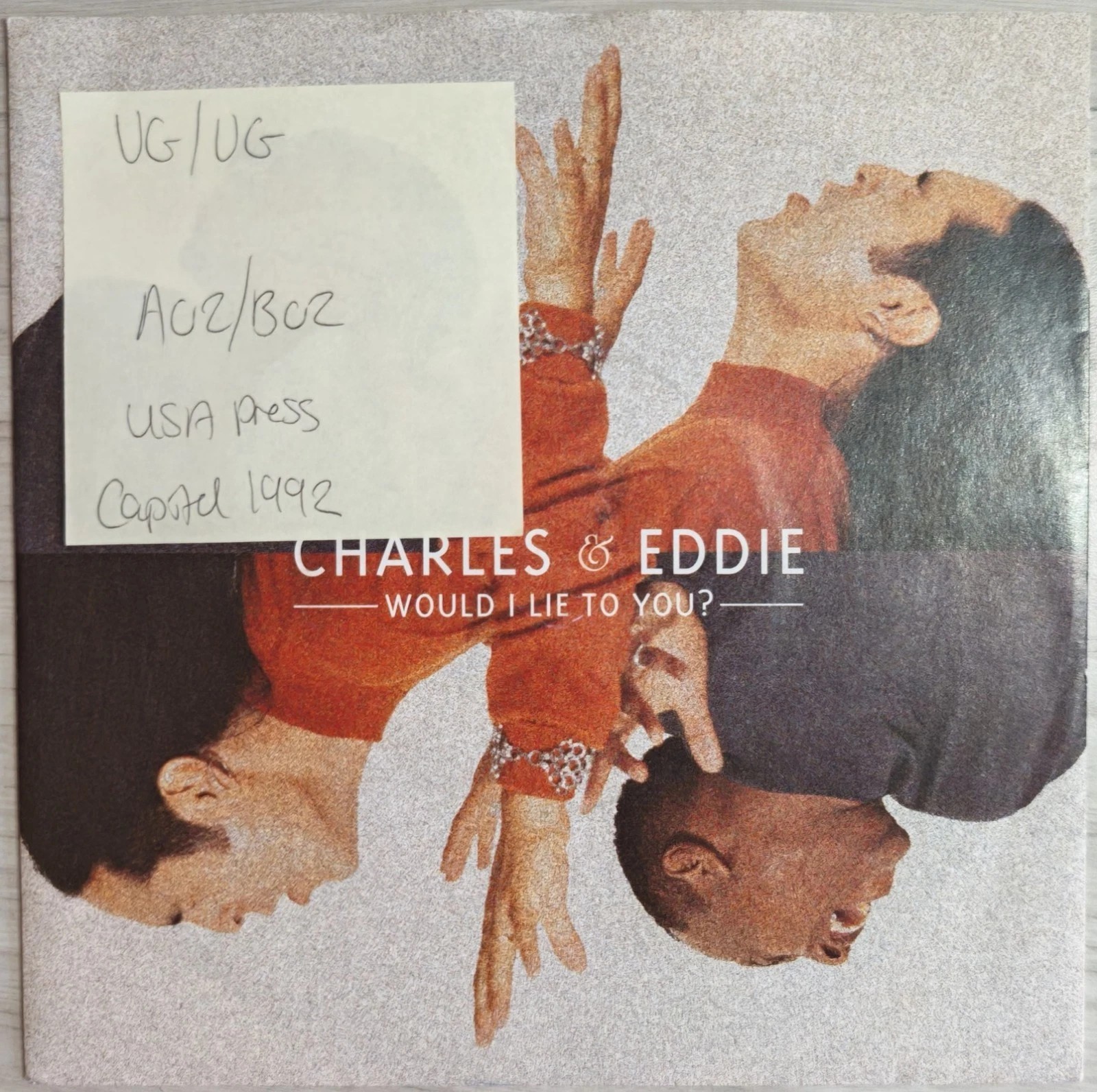 Charles & Eddie Would I Lie To You? Vinyl Record 7" VG/VG CL 673 1992 vinyl record sleeve Charles & Eddie Would I Lie To You? Vinyl Record 7" VG/VG CL 673 1992 vinyl record sleeve