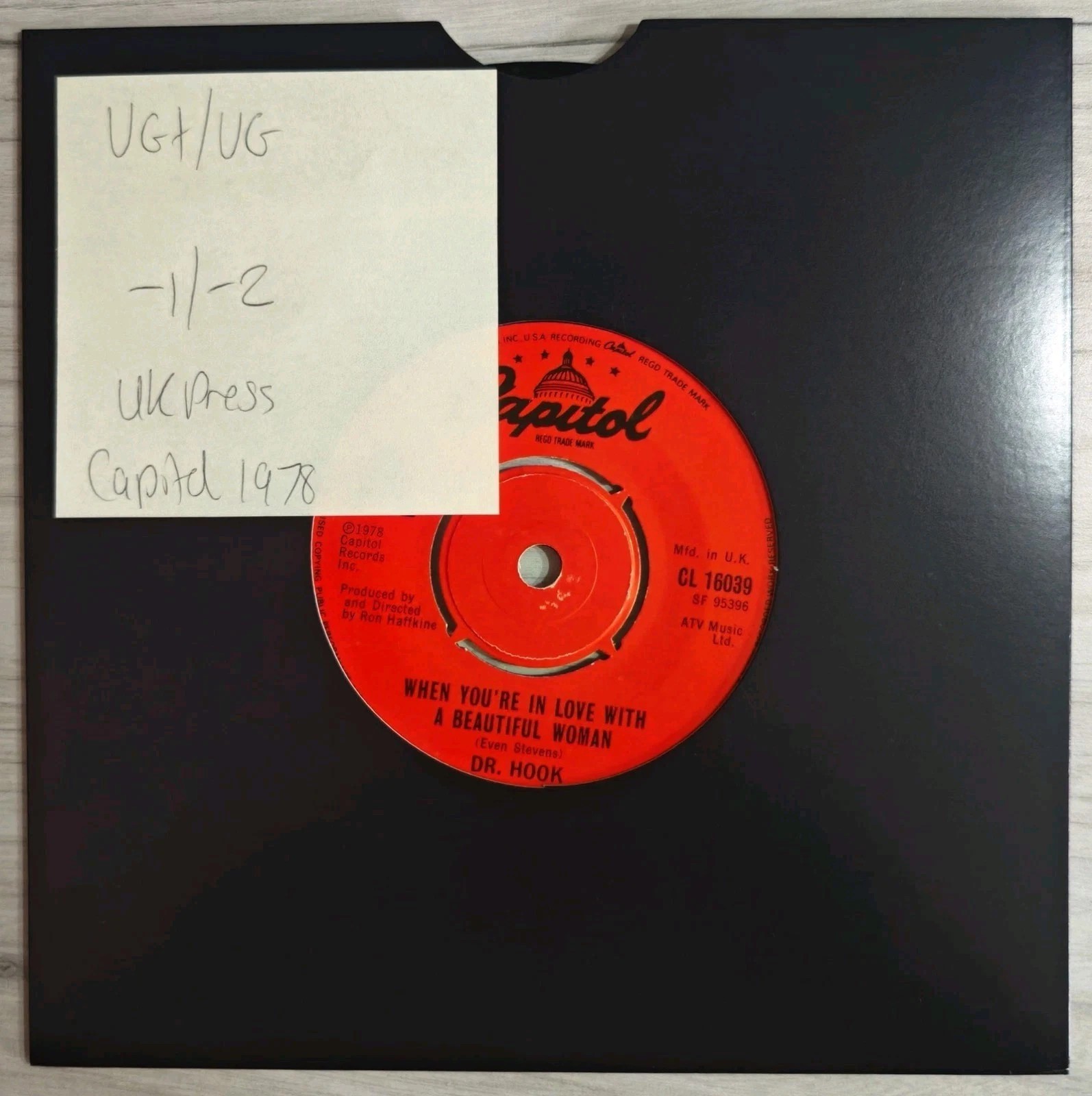 Dr. Hook When You're In Love With A Beautiful Woman Vinyl Record 7" VG/VG CL 160 vinyl record sleeve Dr. Hook When You're In Love With A Beautiful Woman Vinyl Record 7" VG/VG CL 160 vinyl record sleeve