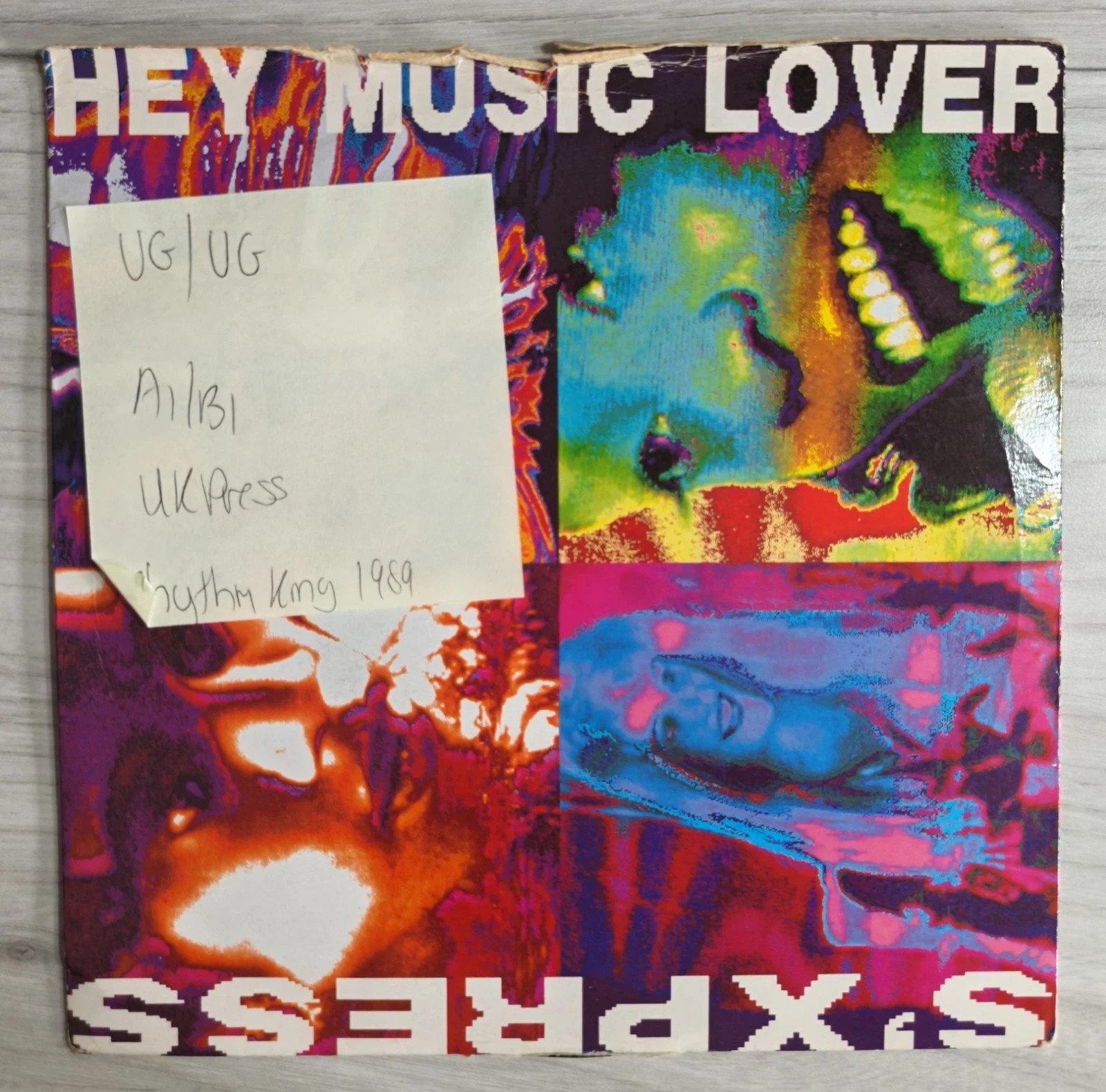 S'Express Hey Music Lover Vinyl Record 7" VG/VG LEFT 30 1989 vinyl record sleeve S'Express Hey Music Lover Vinyl Record 7" VG/VG LEFT 30 1989 vinyl record sleeve