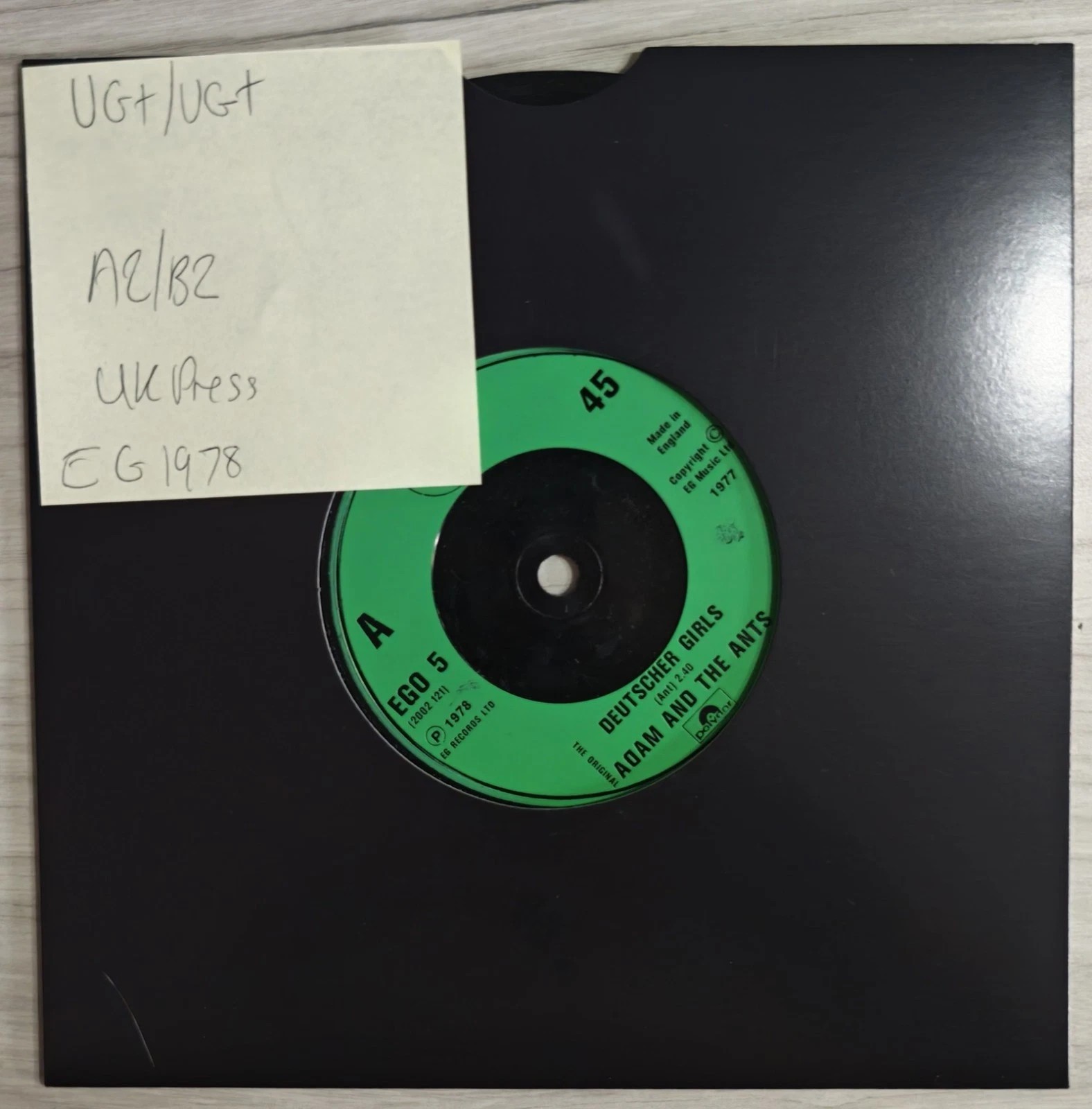Adam And The Ants Deutscher Girls Vinyl Record 7" VG+/VG+ EGO 5 1982 vinyl record sleeve Adam And The Ants Deutscher Girls Vinyl Record 7" VG+/VG+ EGO 5 1982 vinyl record sleeve