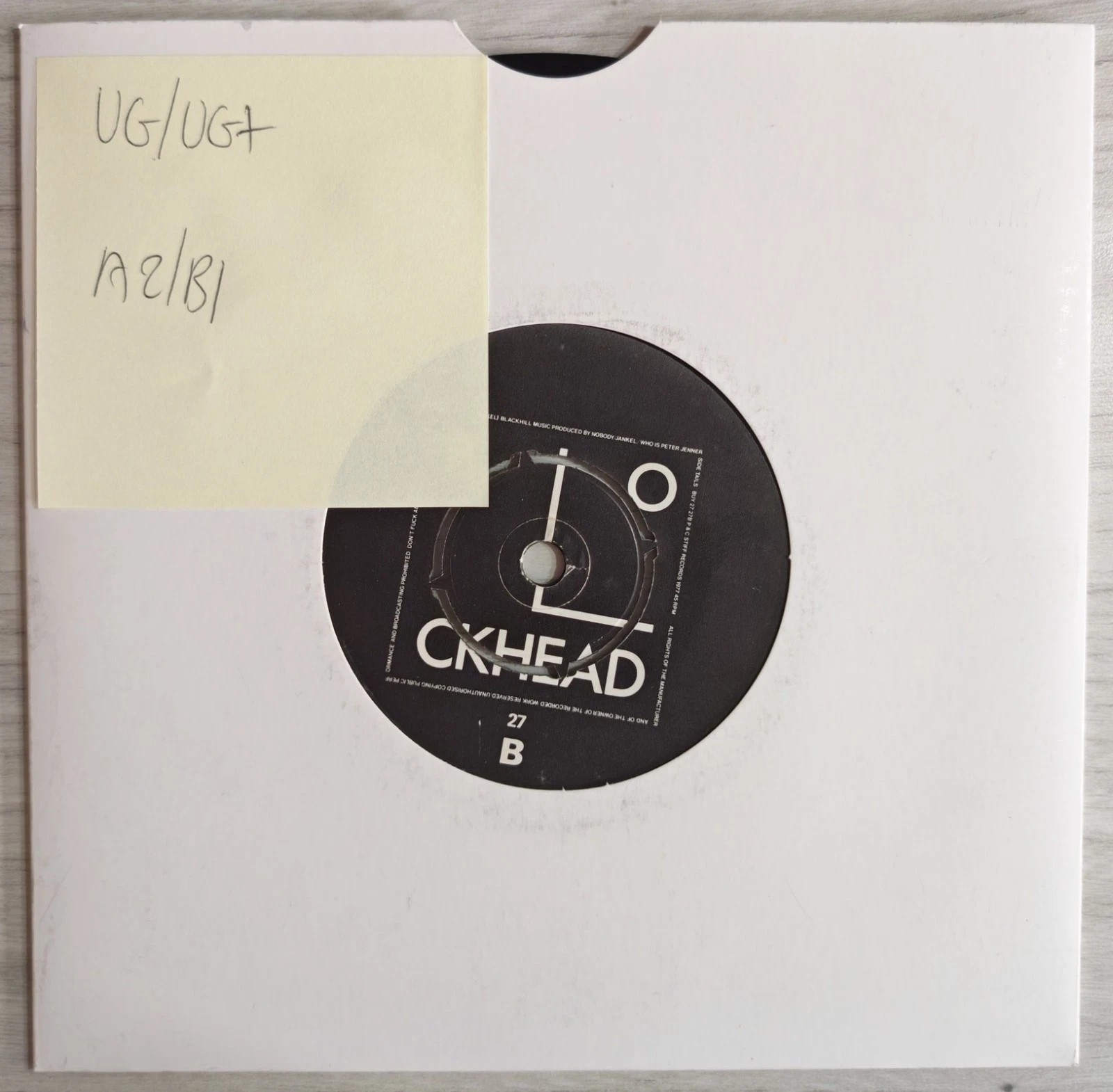 Ian Dury What A Waste! Vinyl Record 7" VG/VG+ BUY 27 1978 vinyl record sleeve Ian Dury What A Waste! Vinyl Record 7" VG/VG+ BUY 27 1978 vinyl record sleeve