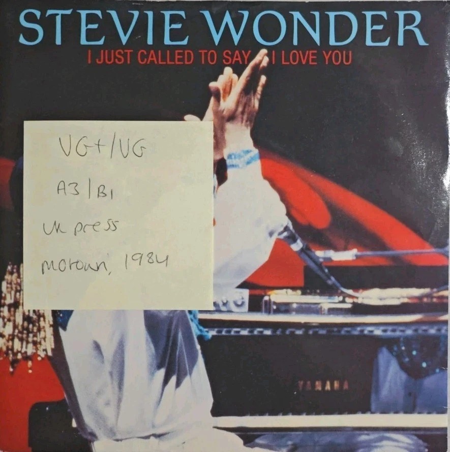 Stevie Wonder I Just Called To Say I Love You Vinyl Record VG+/VG TMG1349 1984 vinyl record sleeve Stevie Wonder I Just Called To Say I Love You Vinyl Record VG+/VG TMG1349 1984 vinyl record sleeve
