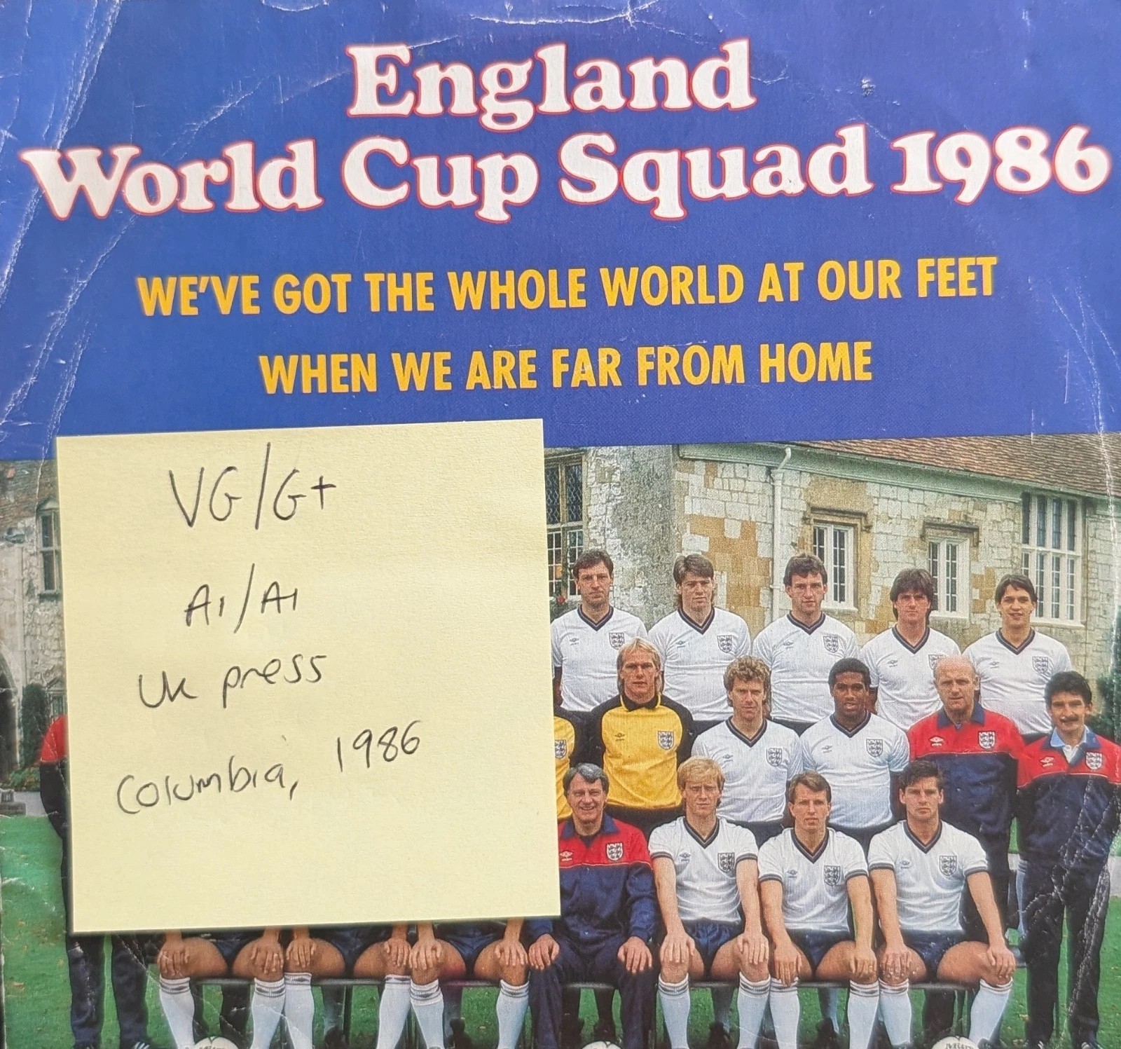 England World Cup Squad 1986 We’ve Got The Whole World Vinyl Record VG/G+ DB9128 vinyl record sleeve England World Cup Squad 1986 We’ve Got The Whole World Vinyl Record VG/G+ DB9128 vinyl record sleeve