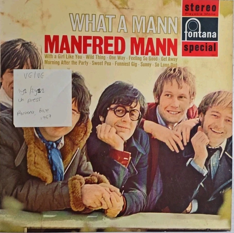 Manfred Mann What A Mann Vinyl Record LP VG/VG SFL13003 1967 vinyl record sleeve Manfred Mann What A Mann Vinyl Record LP VG/VG SFL13003 1967 vinyl record sleeve