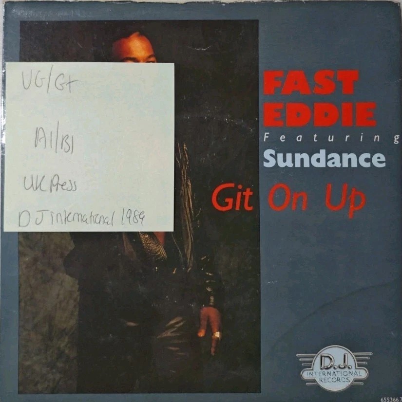 Fast Eddie Feat Sundance Git On Up Vinyl Record VG/G+ 655366 7 1989 vinyl record sleeve Fast Eddie Feat Sundance Git On Up Vinyl Record VG/G+ 655366 7 1989 vinyl record sleeve