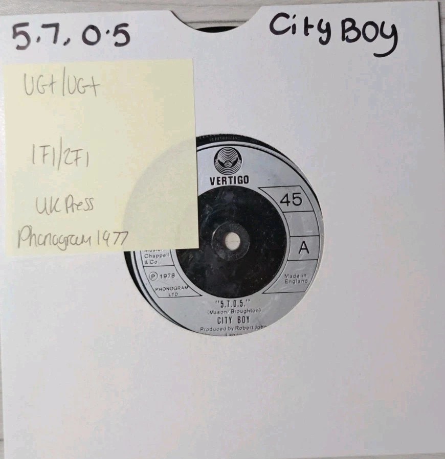 City Boy 5.7.0.5. / Bad For Business Vinyl Record VG+/VG+ 6059207 1977 vinyl record sleeve City Boy 5.7.0.5. / Bad For Business Vinyl Record VG+/VG+ 6059207 1977 vinyl record sleeve