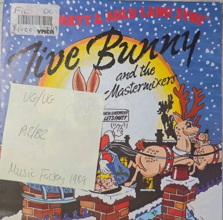 Jive Bunny Let's Party / Auld Lang Syne Vinyl Record VG/VG MFD 003 1989 vinyl record sleeve Jive Bunny Let's Party / Auld Lang Syne Vinyl Record VG/VG MFD 003 1989 vinyl record sleeve