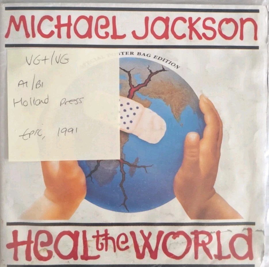 Michael Jackson Heal The World Vinyl Record VG+/VG 658488 1991 vinyl record sleeve Michael Jackson Heal The World Vinyl Record VG+/VG 658488 1991 vinyl record sleeve