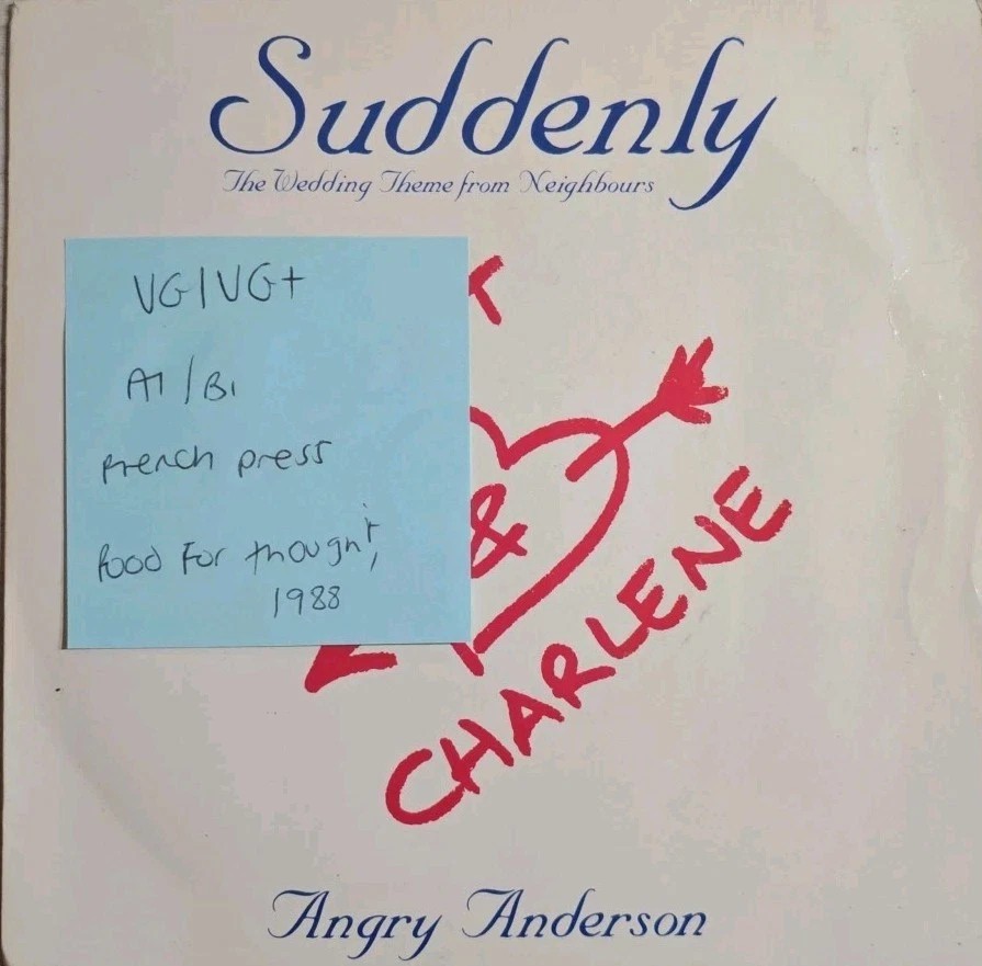 Angry Anderson Suddenly Vinyl Record VG/VG+ EX/VG YUK113 1988 vinyl record sleeve Angry Anderson Suddenly Vinyl Record VG/VG+ EX/VG YUK113 1988 vinyl record sleeve