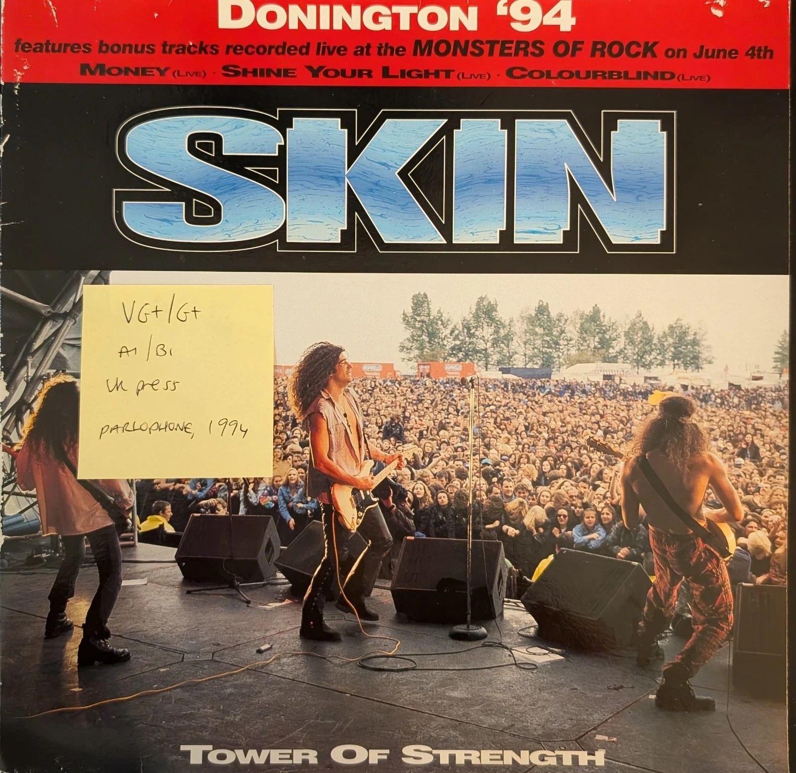 Skin Tower of Strength Vinyl Record VG+/G+ 12R6387 1994 vinyl record sleeve Skin Tower of Strength Vinyl Record VG+/G+ 12R6387 1994 vinyl record sleeve