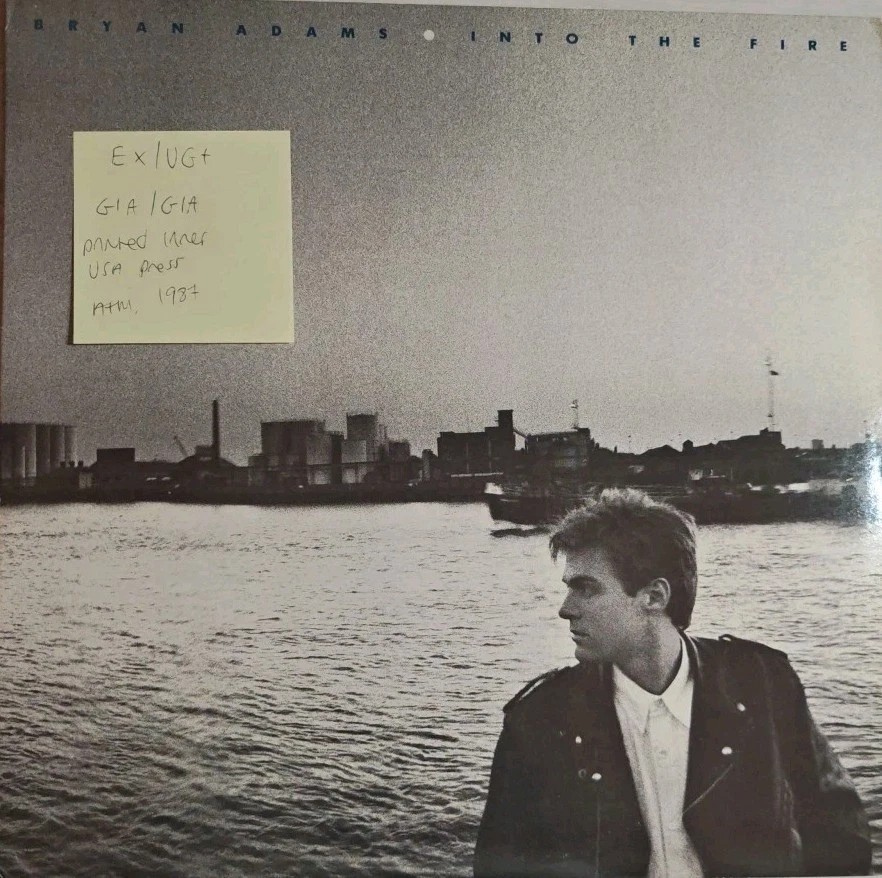 Bryan Adams Into the Fire Vinyl Record LP EX/VG+ SP3907 1987 vinyl record sleeve Bryan Adams Into the Fire Vinyl Record LP EX/VG+ SP3907 1987 vinyl record sleeve