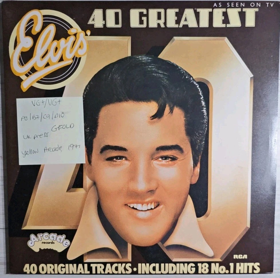 Elvis Presley 40 Greatest Vinyl Record 2LP VG+/VG+ ADEP12 1971 vinyl record sleeve Elvis Presley 40 Greatest Vinyl Record 2LP VG+/VG+ ADEP12 1971 vinyl record sleeve