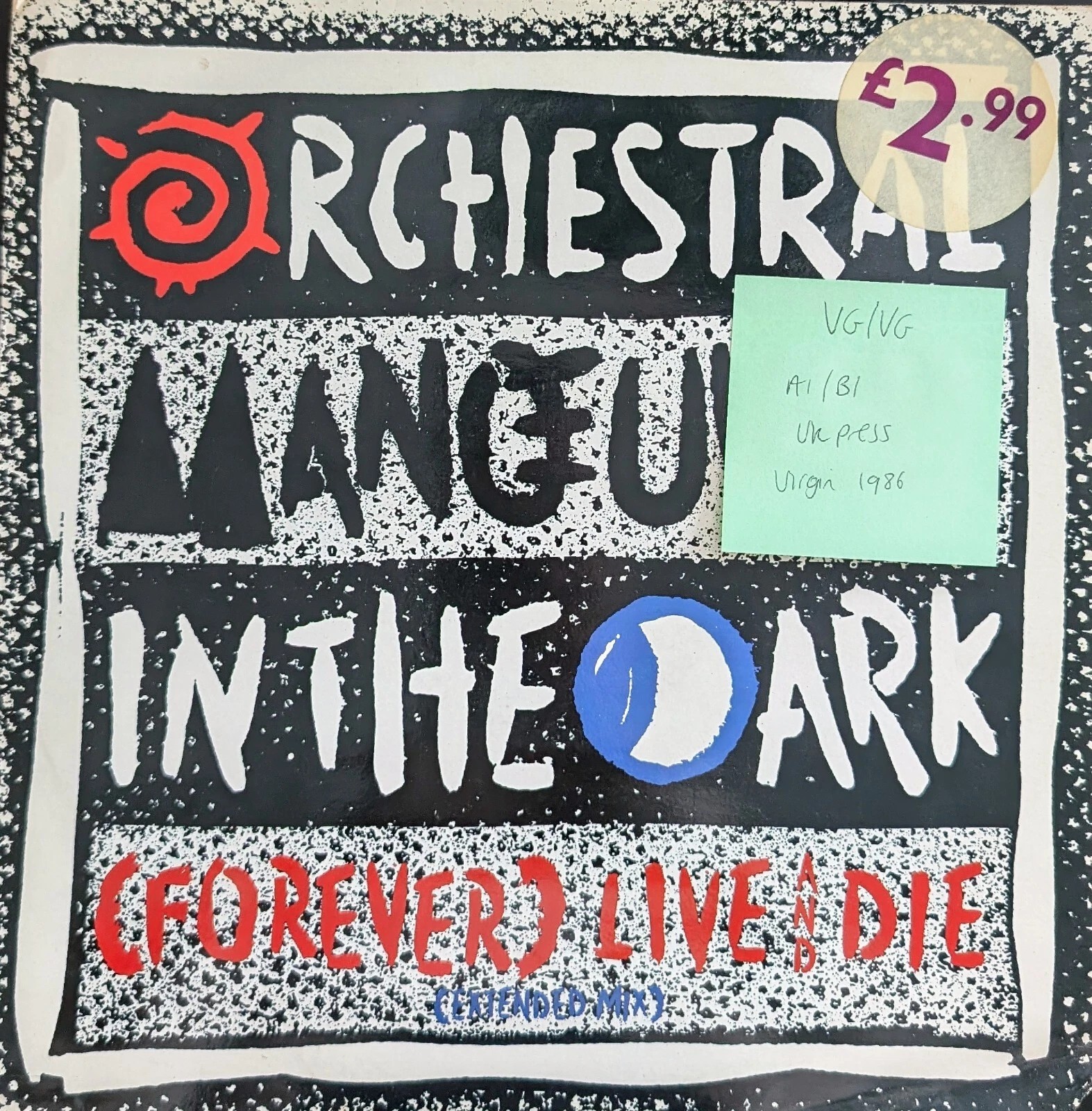 Orchestral Manœuvres In The Dark Forever Live And Die Vinyl Record VG/VG VS88812 vinyl record sleeve Orchestral Manœuvres In The Dark Forever Live And Die Vinyl Record VG/VG VS88812 vinyl record sleeve