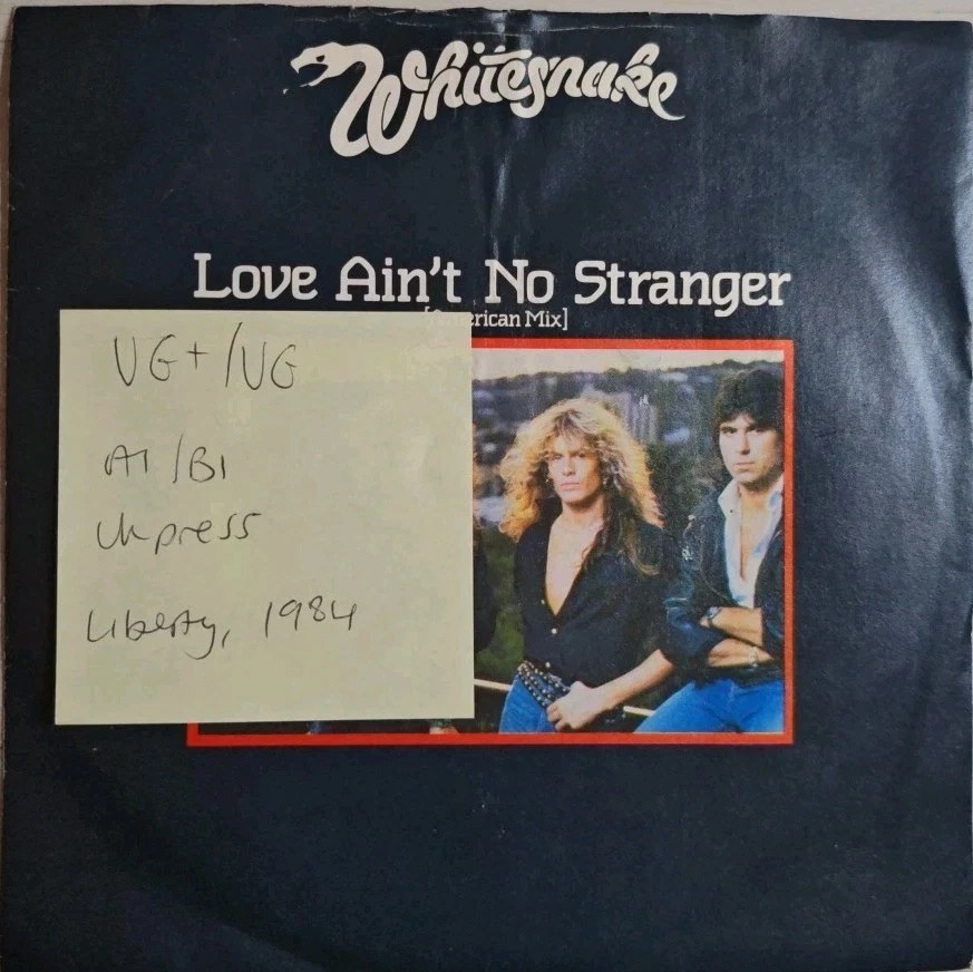 Whitesnake Love Ain't No Stranger/Slow An' Easy Vinyl Record VG+/VG BP424 1984 vinyl record sleeve Whitesnake Love Ain't No Stranger/Slow An' Easy Vinyl Record VG+/VG BP424 1984 vinyl record sleeve