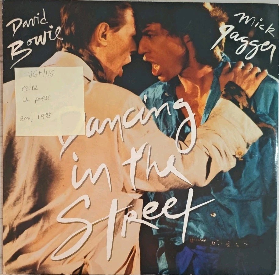 David Bowie Mick Jagger Dancing In The Street Vinyl Record VG+/VG 12EA204 1985 vinyl record sleeve David Bowie Mick Jagger Dancing In The Street Vinyl Record VG+/VG 12EA204 1985 vinyl record sleeve