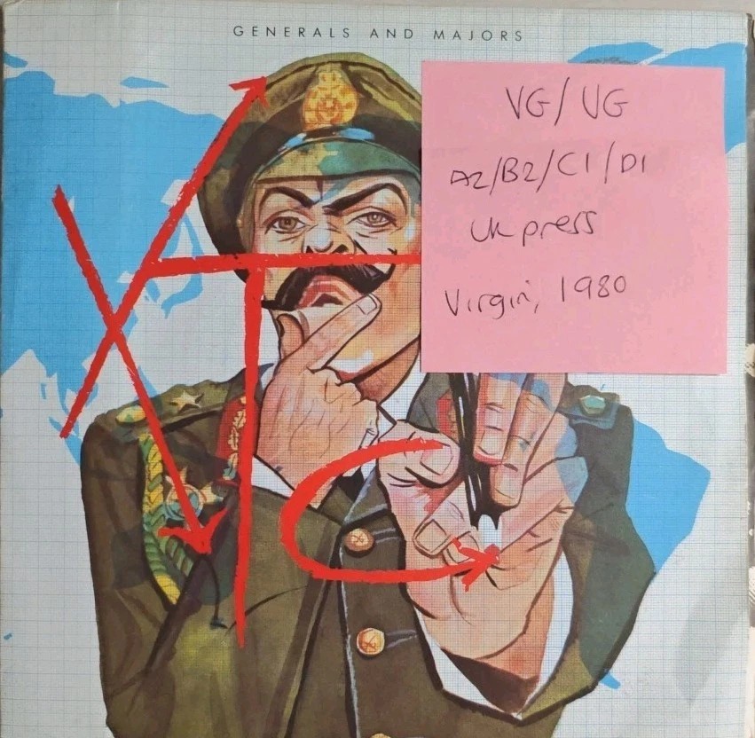 XTC Generals and Majors Vinyl Record VG/VG VS365 1980 vinyl record sleeve XTC Generals and Majors Vinyl Record VG/VG VS365 1980 vinyl record sleeve