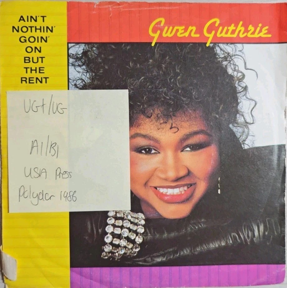 Gwen Guthrie Ain't Nothin' Goin' On But The Rent Vinyl Record VG+ POSP 807 1986 vinyl record sleeve Gwen Guthrie Ain't Nothin' Goin' On But The Rent Vinyl Record VG+ POSP 807 1986 vinyl record sleeve