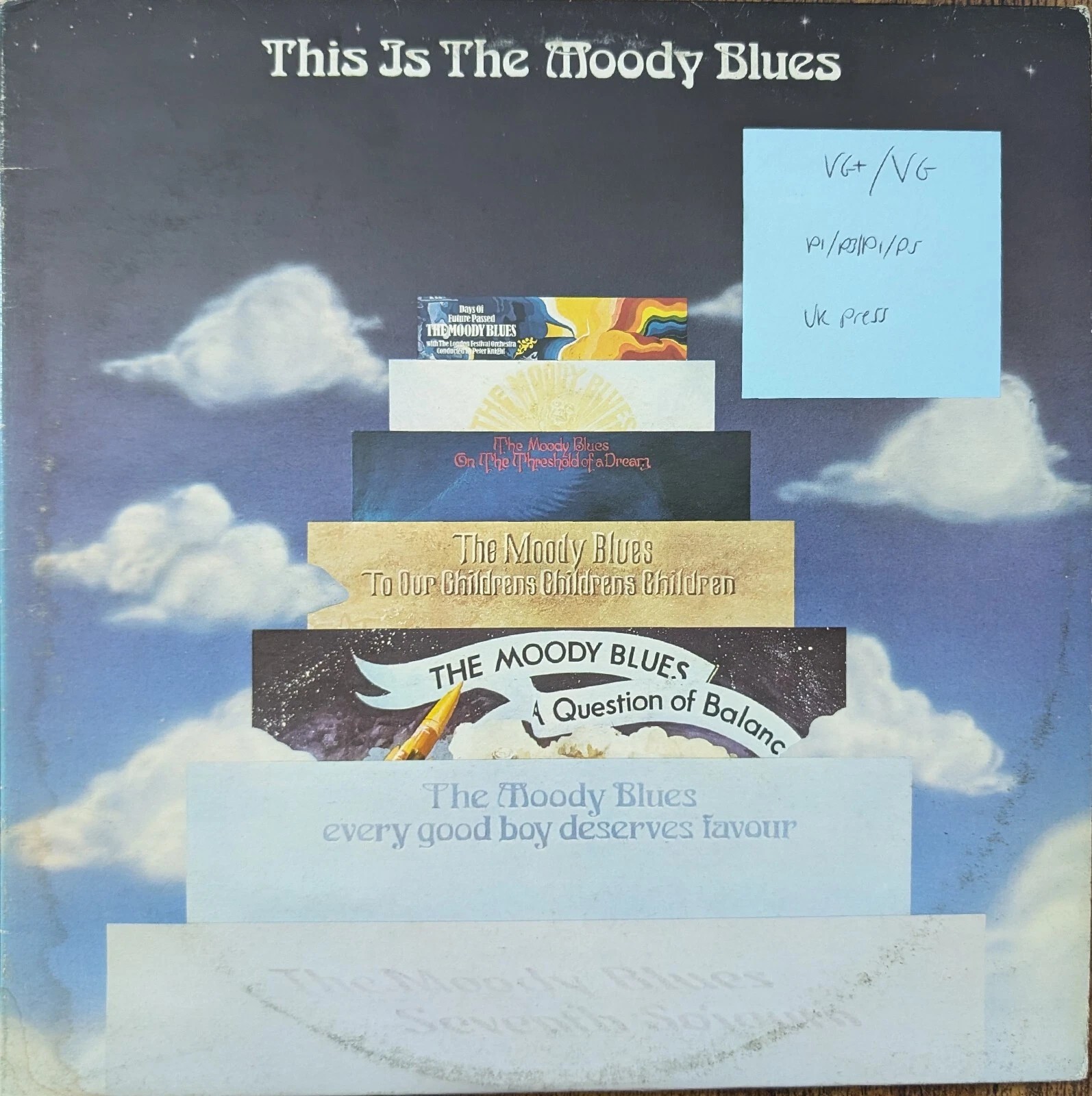This is The Moody Blues Vinyl Record 2LP VG+/VG MB 1/2 1974 vinyl record sleeve This is The Moody Blues Vinyl Record 2LP VG+/VG MB 1/2 1974 vinyl record sleeve