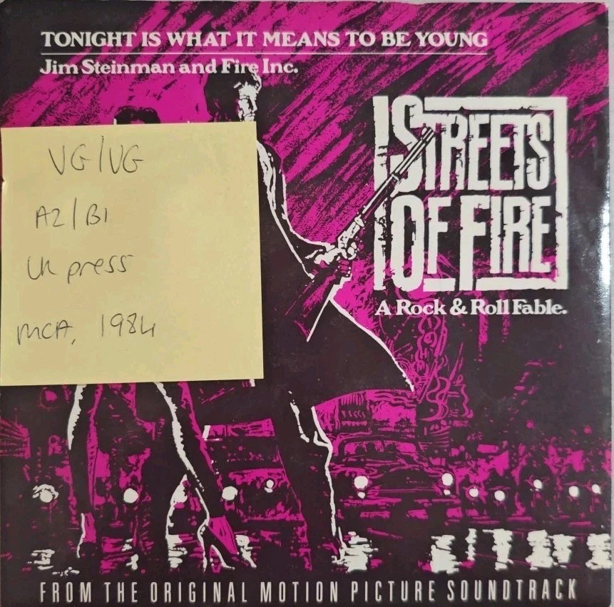 Jim Steinman Tonight Is What It Means To Be Young Vinyl Record VG/VG MCA889 1984 vinyl record sleeve Jim Steinman Tonight Is What It Means To Be Young Vinyl Record VG/VG MCA889 1984 vinyl record sleeve