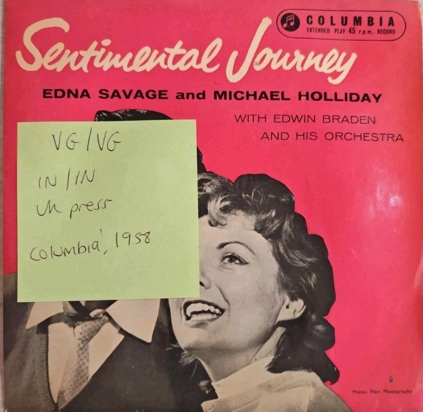 Edna Savage And Michael Holliday Sentimental Journey Vinyl Record VG/VG SEG7836 vinyl record sleeve Edna Savage And Michael Holliday Sentimental Journey Vinyl Record VG/VG SEG7836 vinyl record sleeve