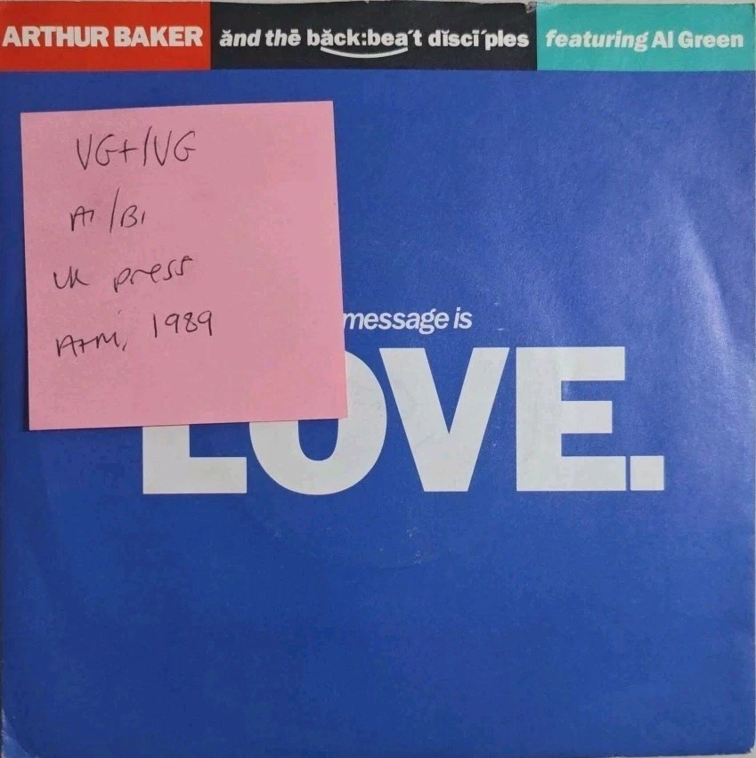 Arthur Baker & Backbeat Diciples The Message Is Love Vinyl Record VG+/VG USA668 vinyl record sleeve Arthur Baker & Backbeat Diciples The Message Is Love Vinyl Record VG+/VG USA668 vinyl record sleeve