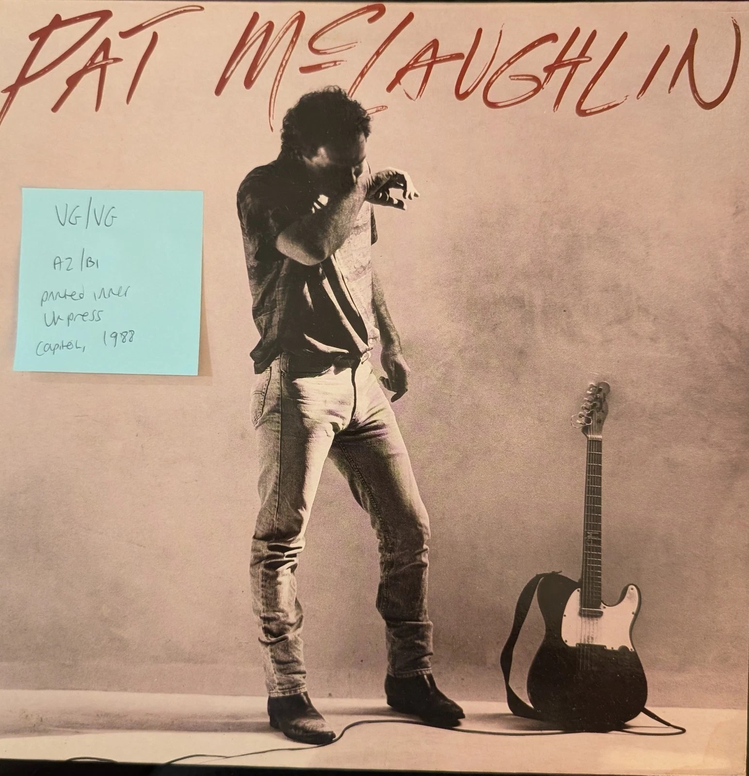Pat McLaughlin Self Titled Vinyl Record LP VG/VG EST 2061 1988 vinyl record sleeve Pat McLaughlin Self Titled Vinyl Record LP VG/VG EST 2061 1988 vinyl record sleeve